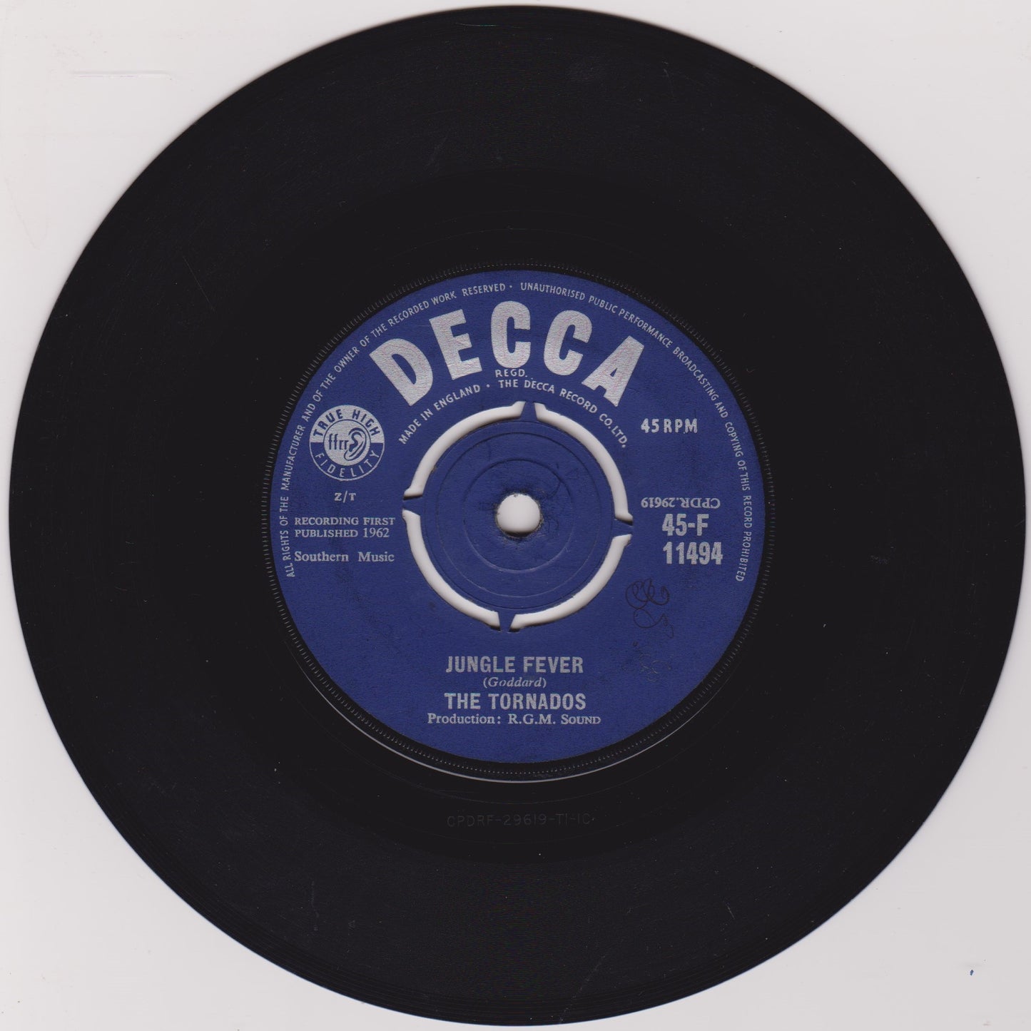 The Tornados ‎– Telstar (Decca 1962) 7" vinyl single VG/VG