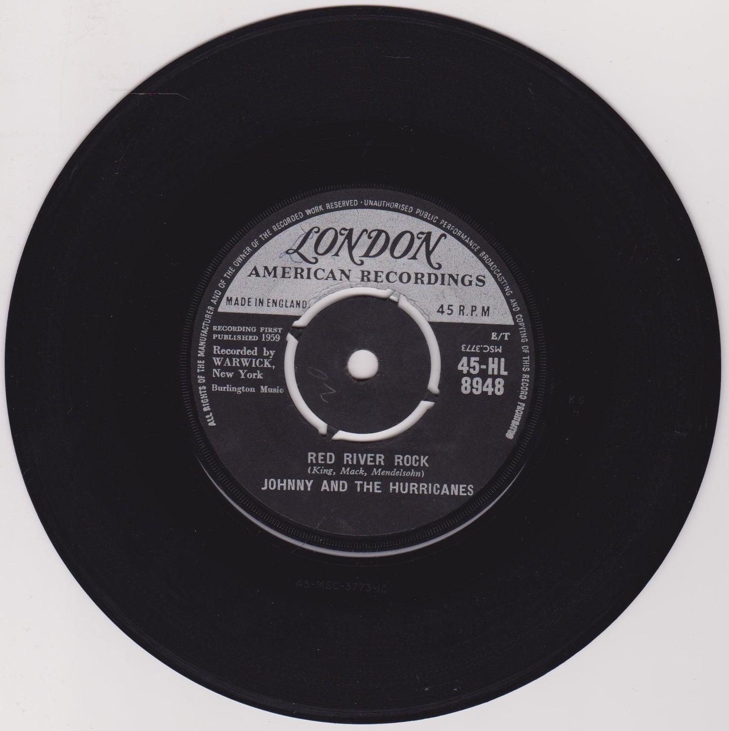 Johnny And The Hurricanes ‎– Red River Rock (London 1959) 7" vinyl single VG/G