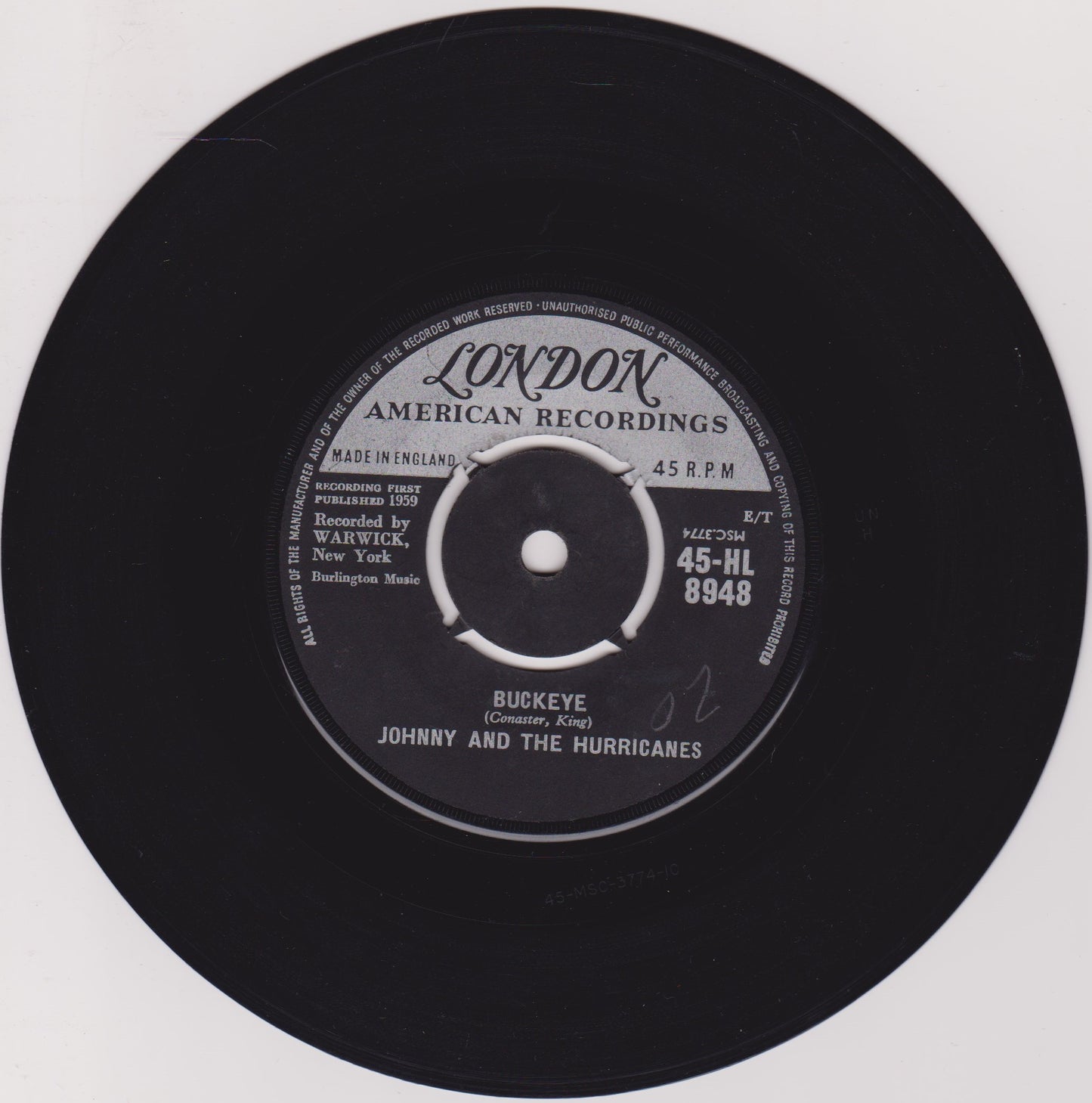 Johnny And The Hurricanes ‎– Red River Rock (London 1959) 7" vinyl single VG/G