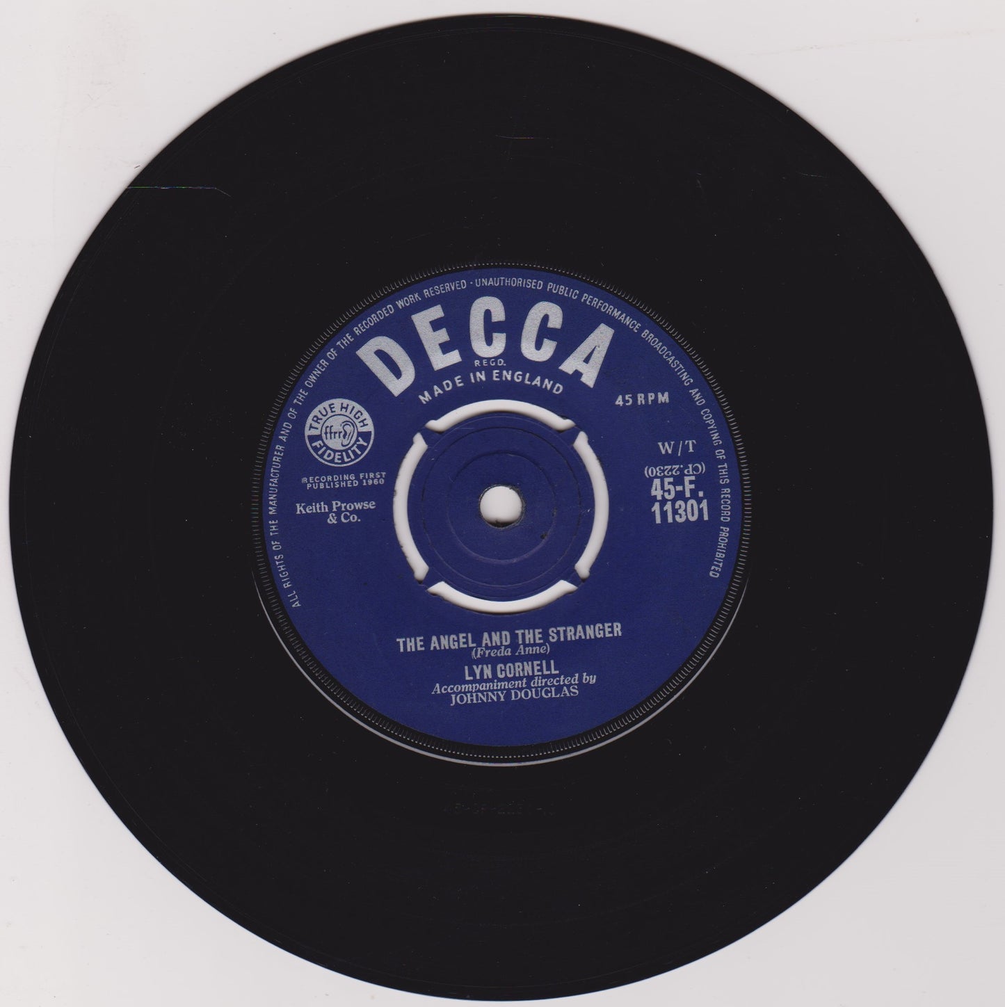 Lyn Cornell - The Angel and the Stranger / Xmas Stocking 7" vinyl single VG/G+