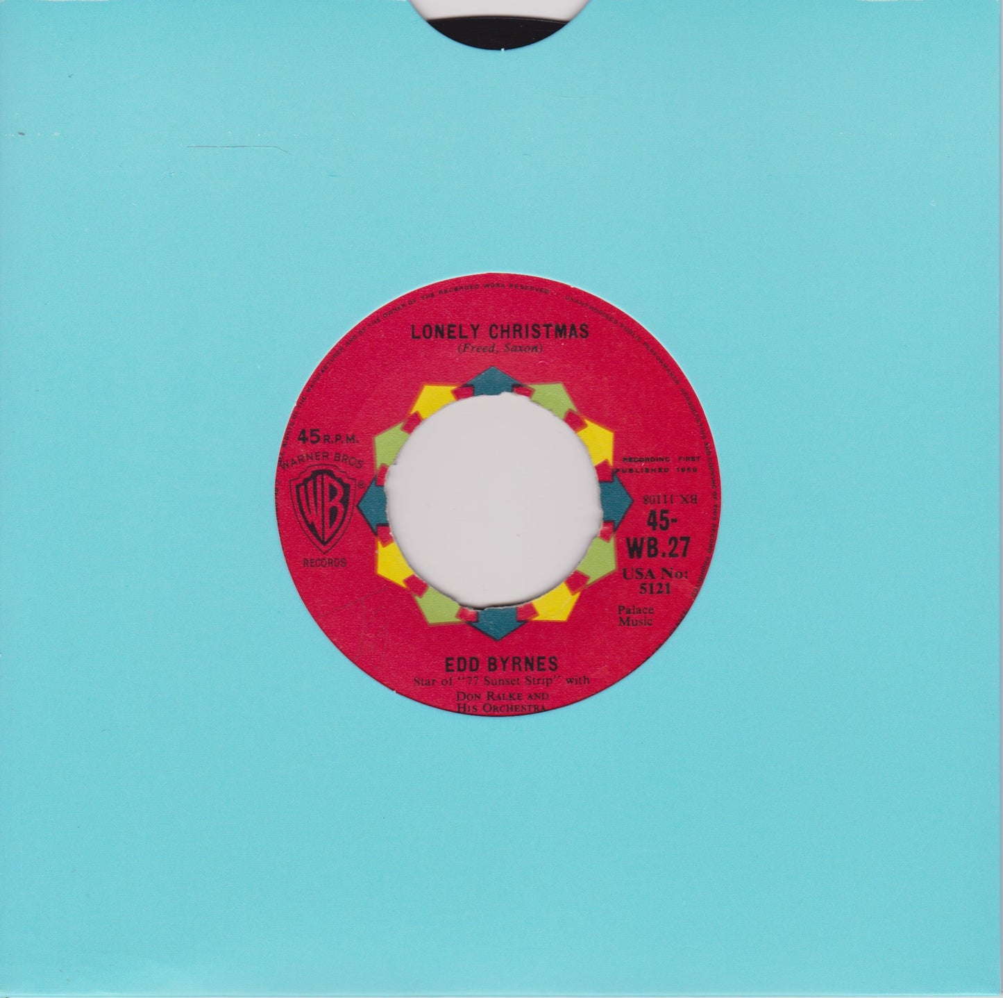 Edd "Kookie" Byrnes ‎– Yulesville (WB 1959) 7” vinyl single VG/- jukebox centre