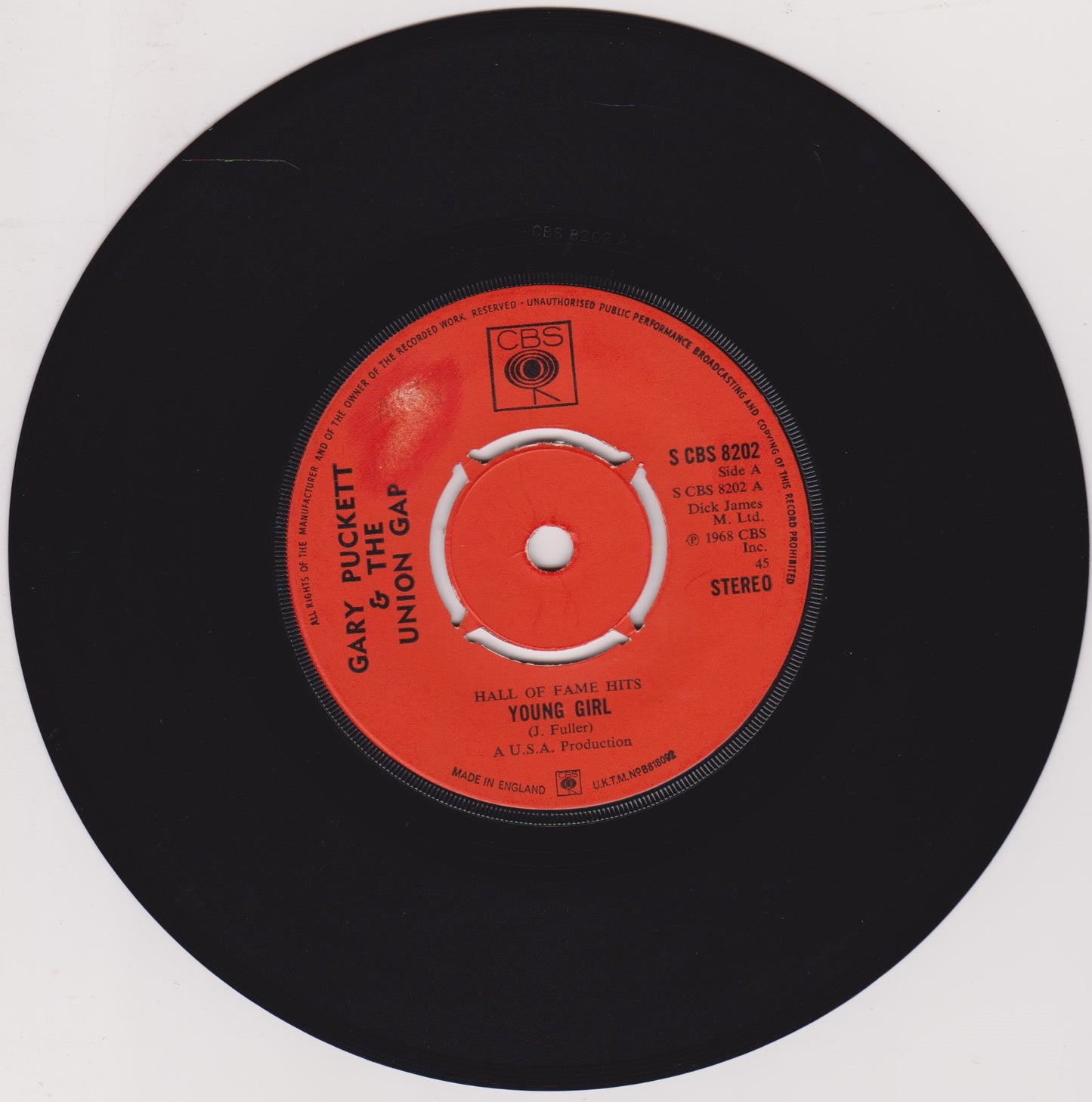 Gary Puckett & The Union Gap – Young Girl (CBS) 7" vinyl single VG/-