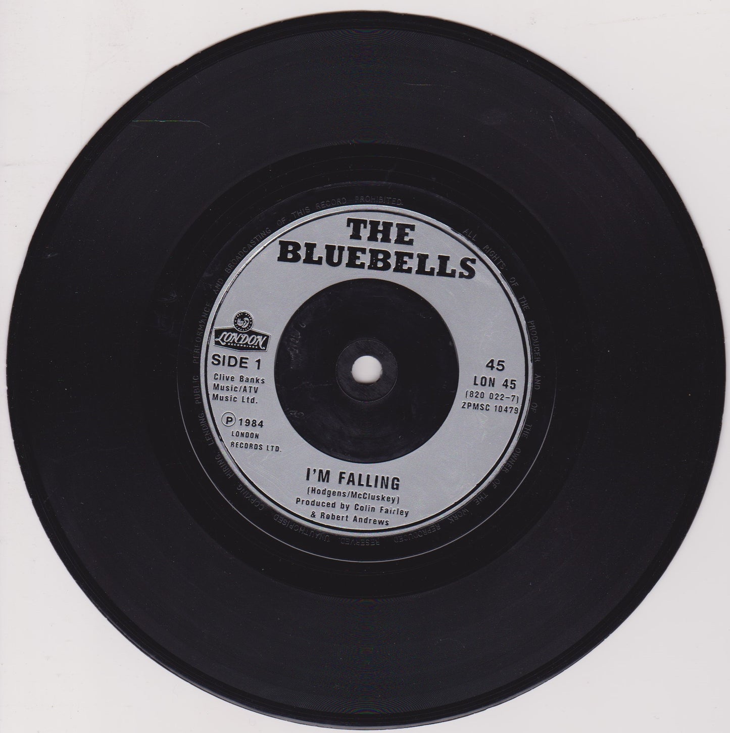 The Bluebells – I'm Falling (London 1984) 7" vinyl P/S single VG/VG