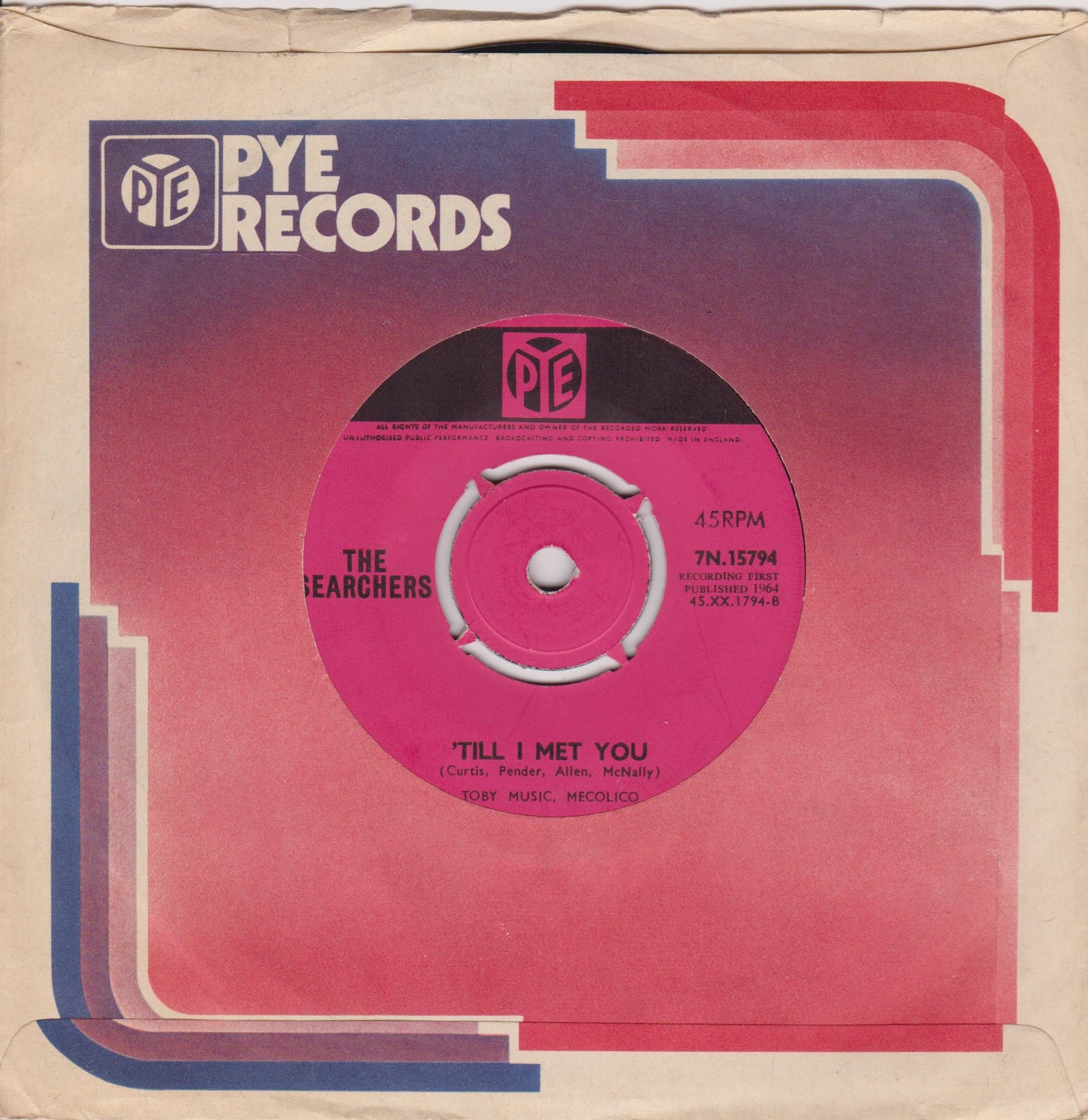 The Searchers ‎– Goodbye My Love (Pye 1965) 7" vinyl single VG/-