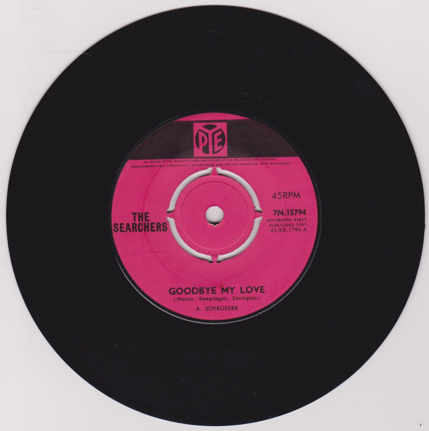 The Searchers ‎– Goodbye My Love (Pye 1965) 7" vinyl single VG/-