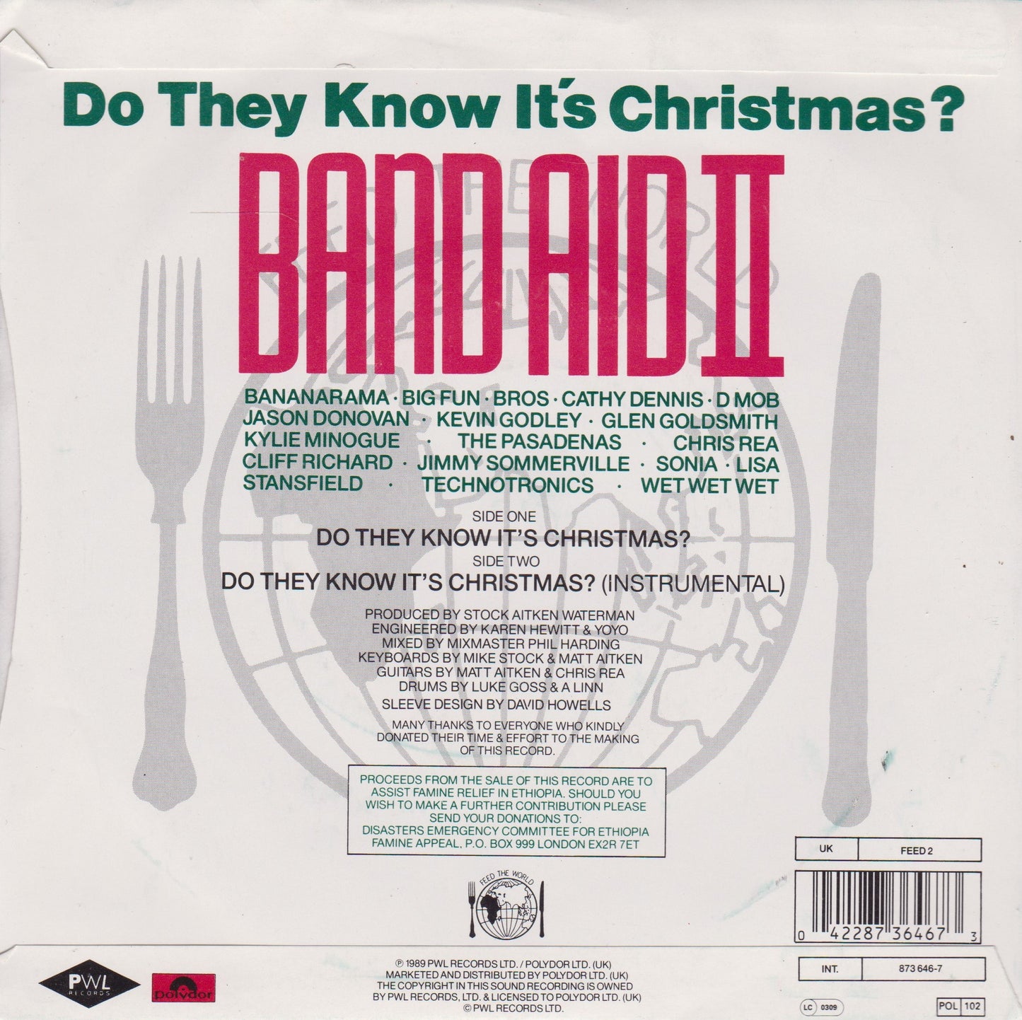 Band Aid II ‎– Do They Know It's Christmas? 7" vinyl P/S single VG/VG