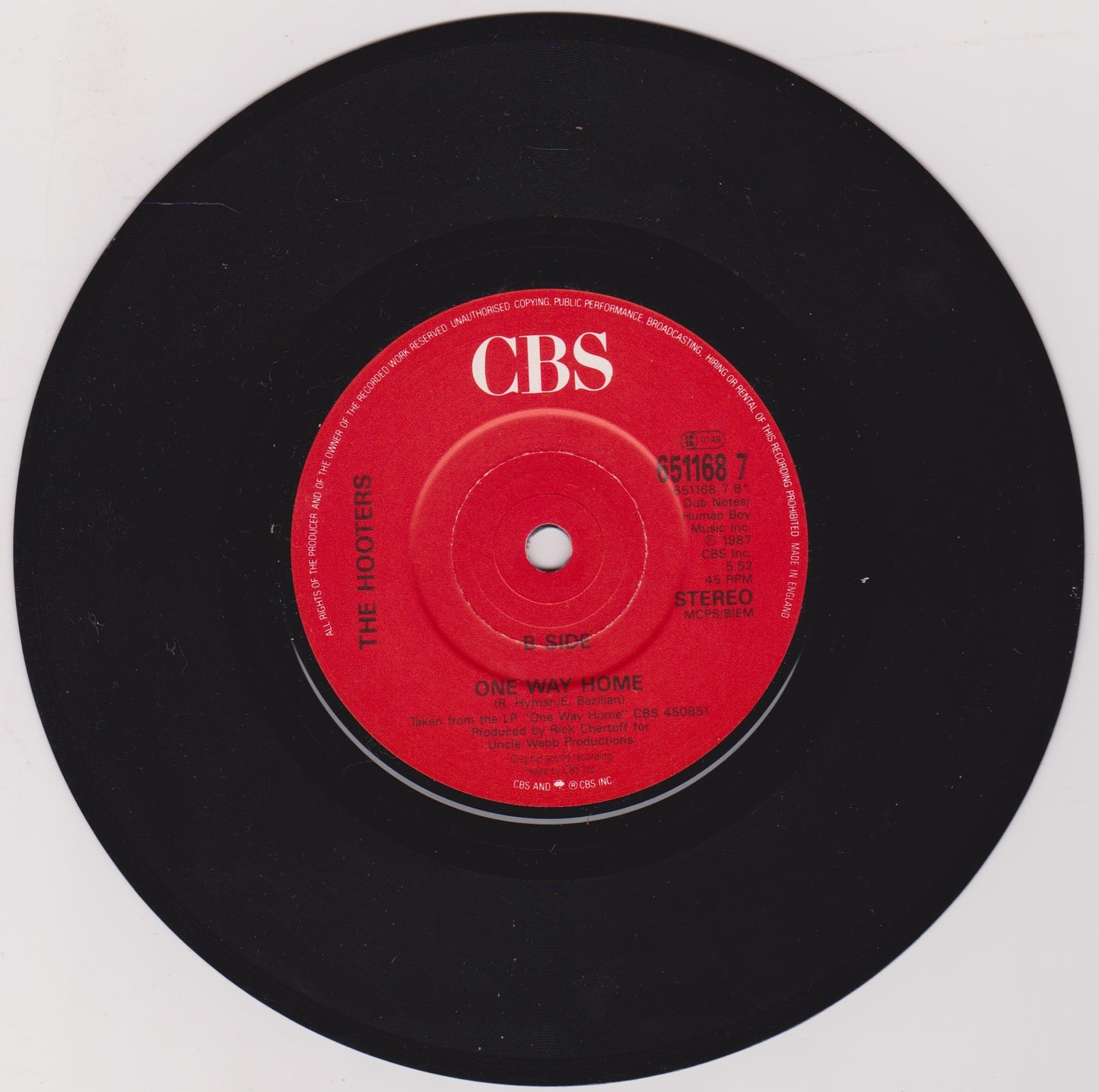 Hooters – Satellite (CBS 1987) 7" vinyl single P/S VG/VG