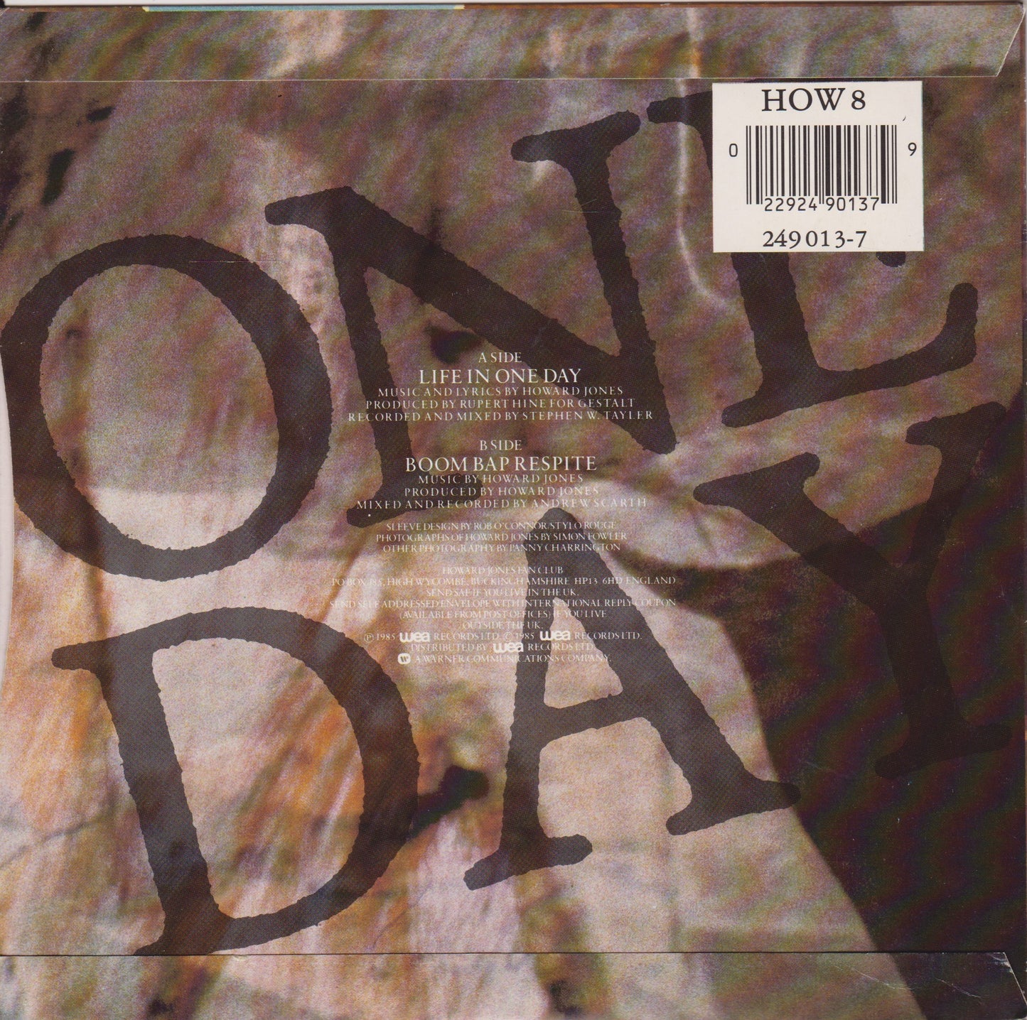 Howard Jones - Life In One Day (WEA 1987) 7" vinyl P/S single VG/VG