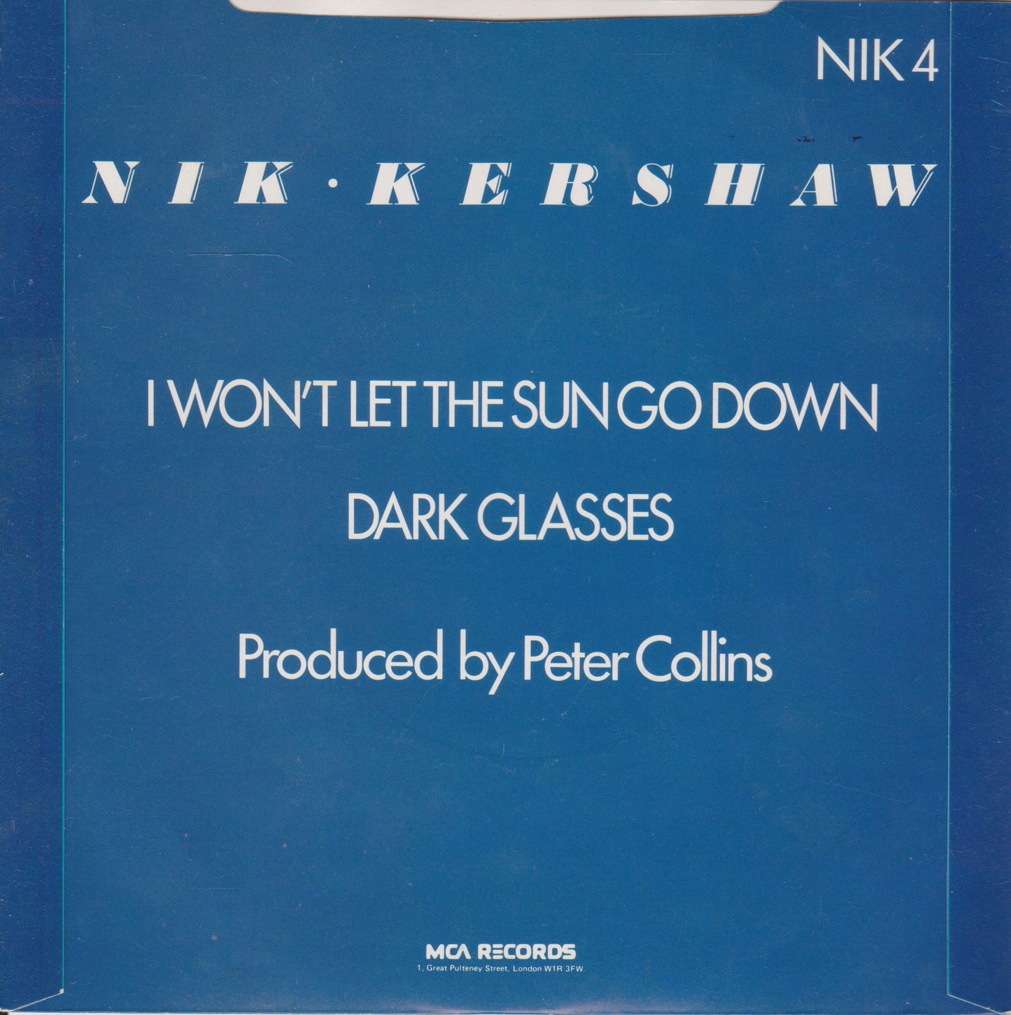 Nik Kershaw – I Won't Let The Sun Go Down (MCA 1984) 7" vinyl single VG/VG