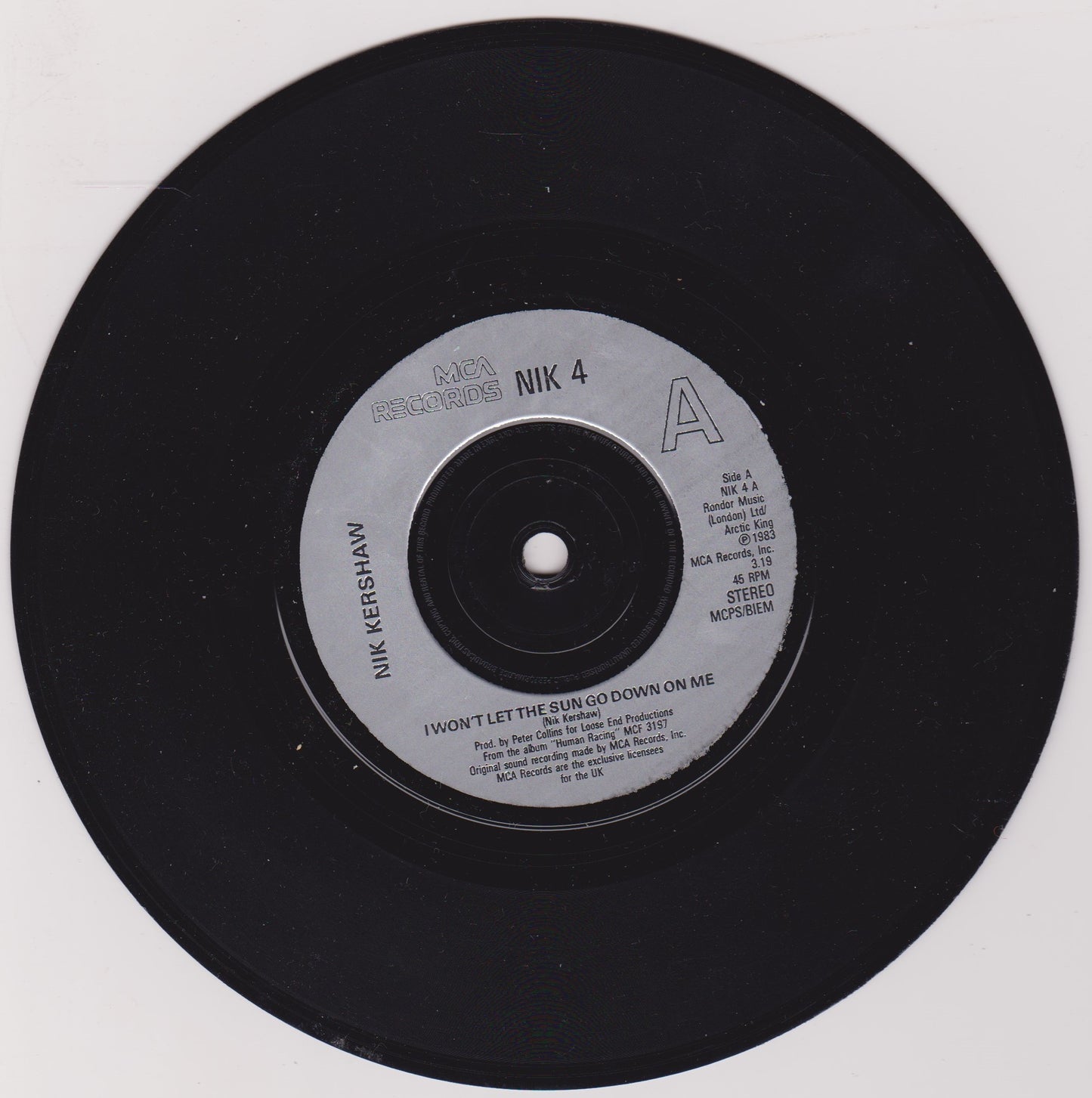 Nik Kershaw – I Won't Let The Sun Go Down (MCA 1984) 7" vinyl single VG/VG