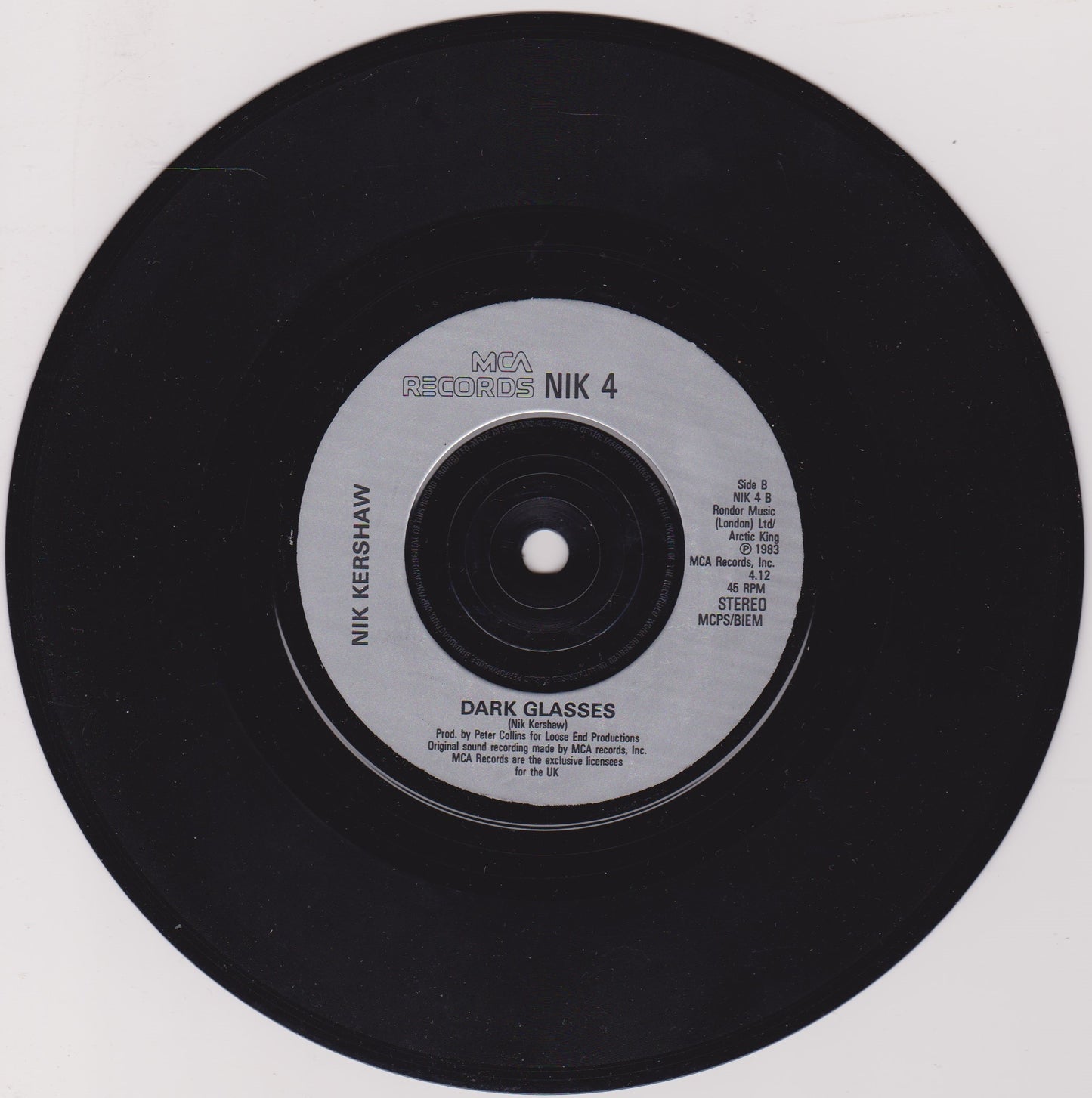 Nik Kershaw – I Won't Let The Sun Go Down (MCA 1984) 7" vinyl single VG/VG