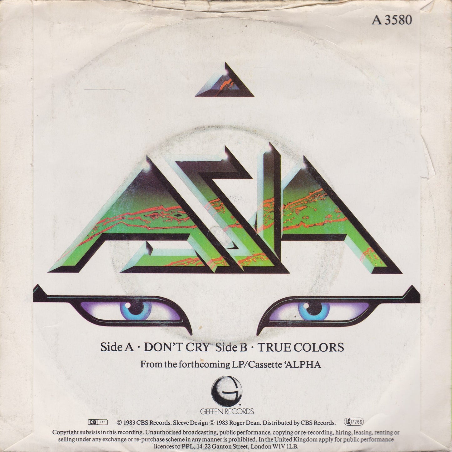 Asia ‎– Don't Cry (Geffen 1983) 7" vinyl P/S single VG/VG