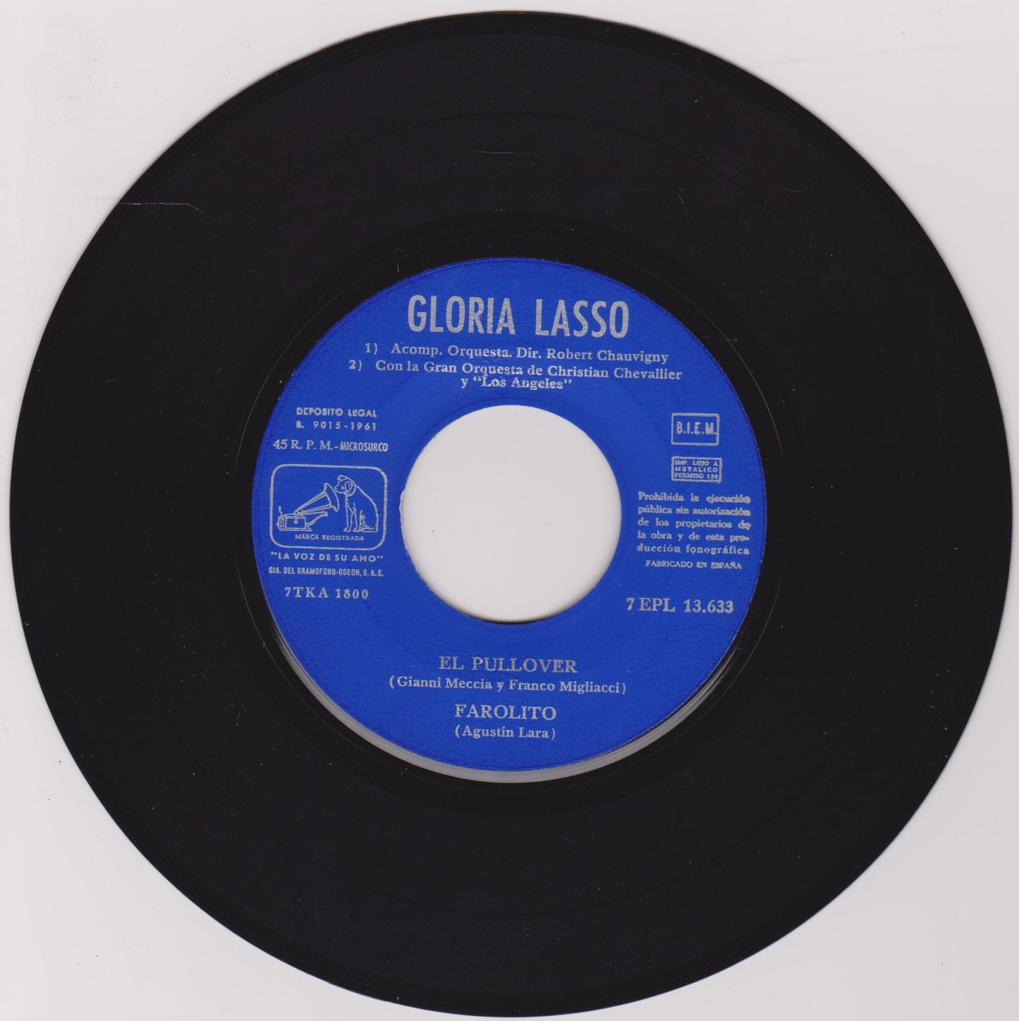 Gloria Lasso – El Pullover (La Voz De Su Amo 1961) 7" vinyl P/S EP VG/VG jukebox