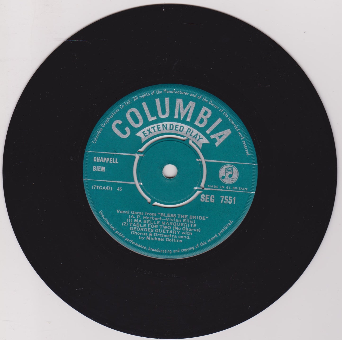 Various - Vocal Gems From "Bless The Bride" (Columbia 1954) 7" vinyl EP VG/G+