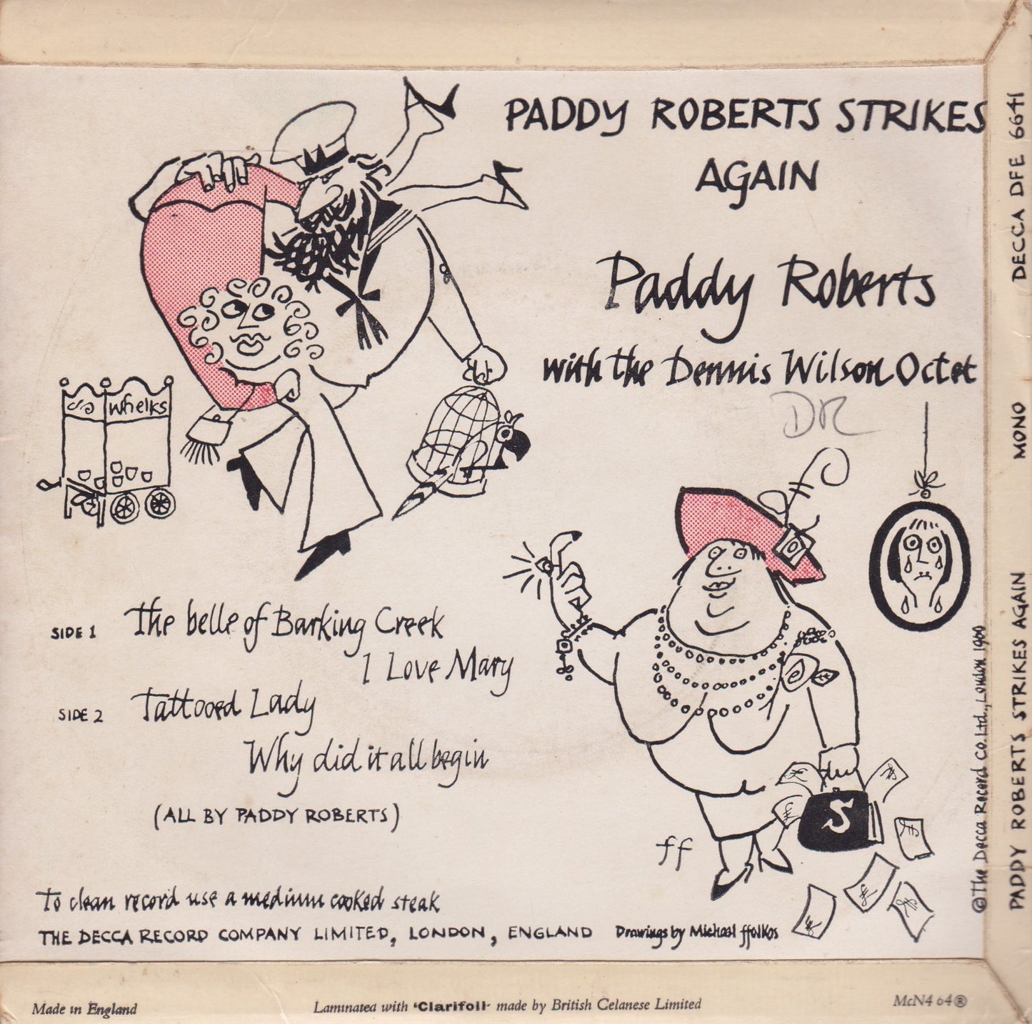 Paddy Roberts - Paddy Roberts Strikes Again (Decca 1960) 7" vinyl P/S EP VG/VG