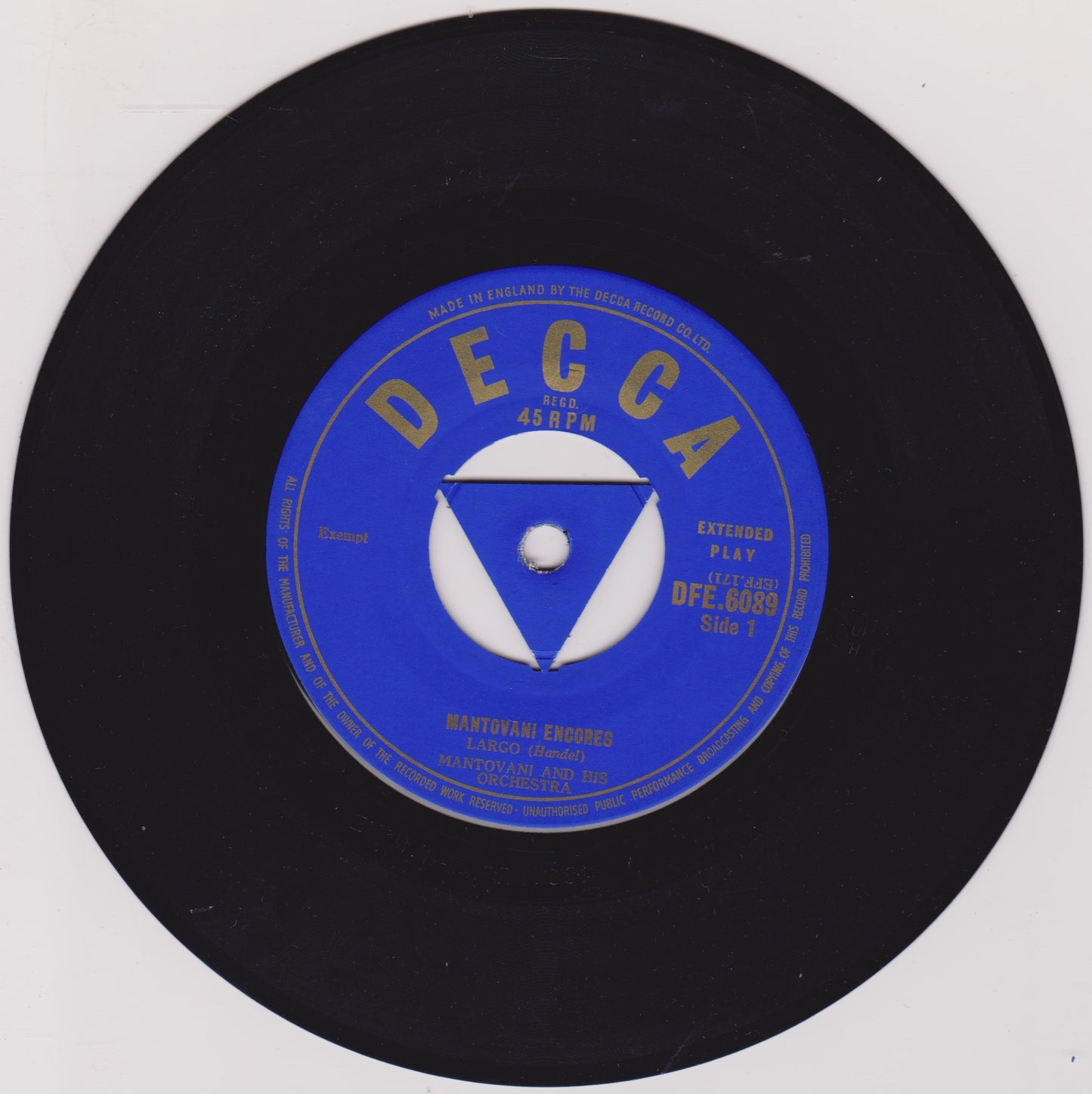 Mantovani And His Orchestra ‎– Mantovani Encores (Decca) 7" vinyl EP VG/VG