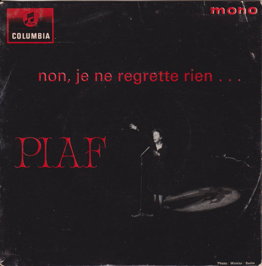 Edith Piaf ‎– Non, Je Ne Regrette Rien (Columbia) 7" vinyl EP G+/VG