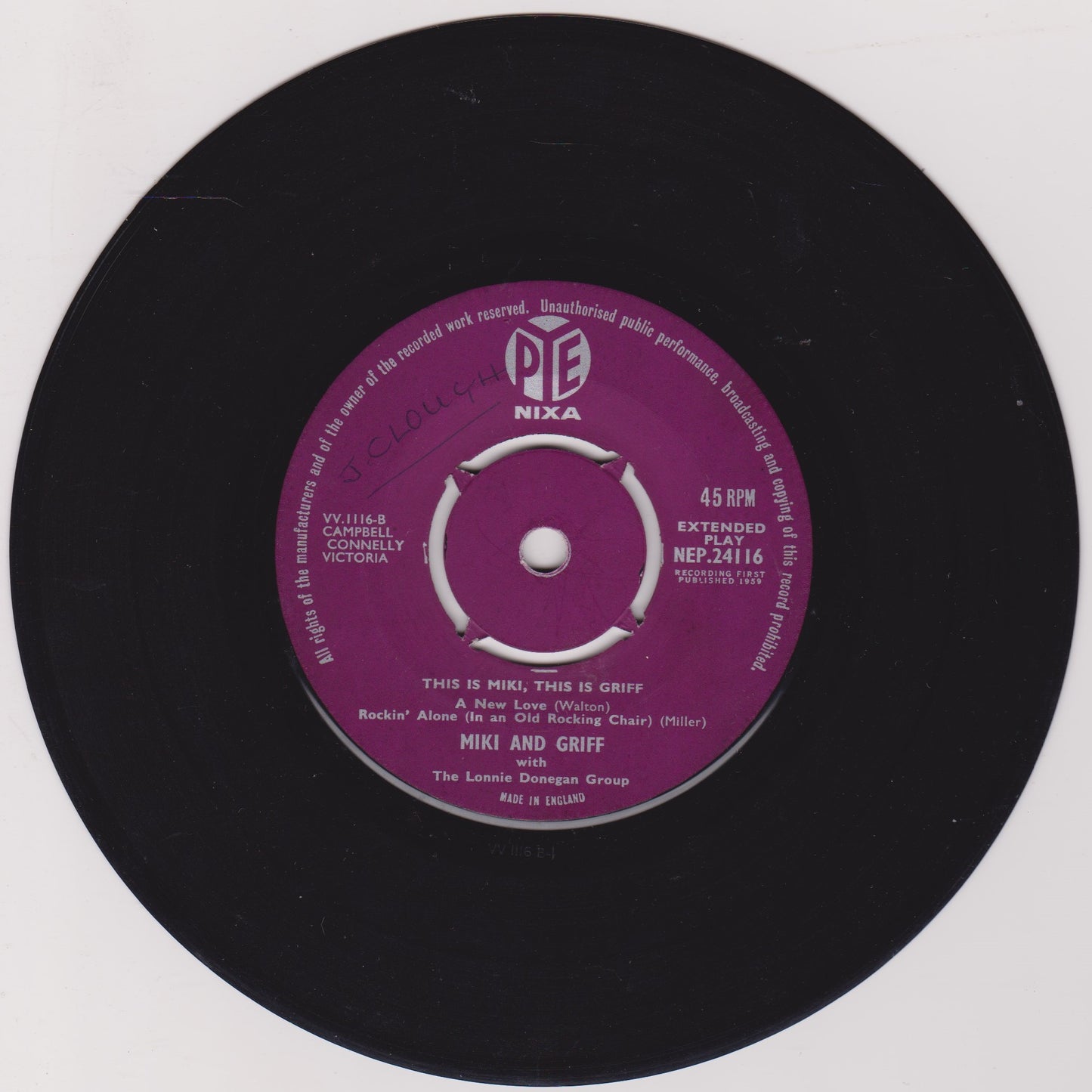 Lonnie Donegan presents Miki & Griff ‎– This Is Miki, This Is Griff 7" vinyl P/S EP G+/VG