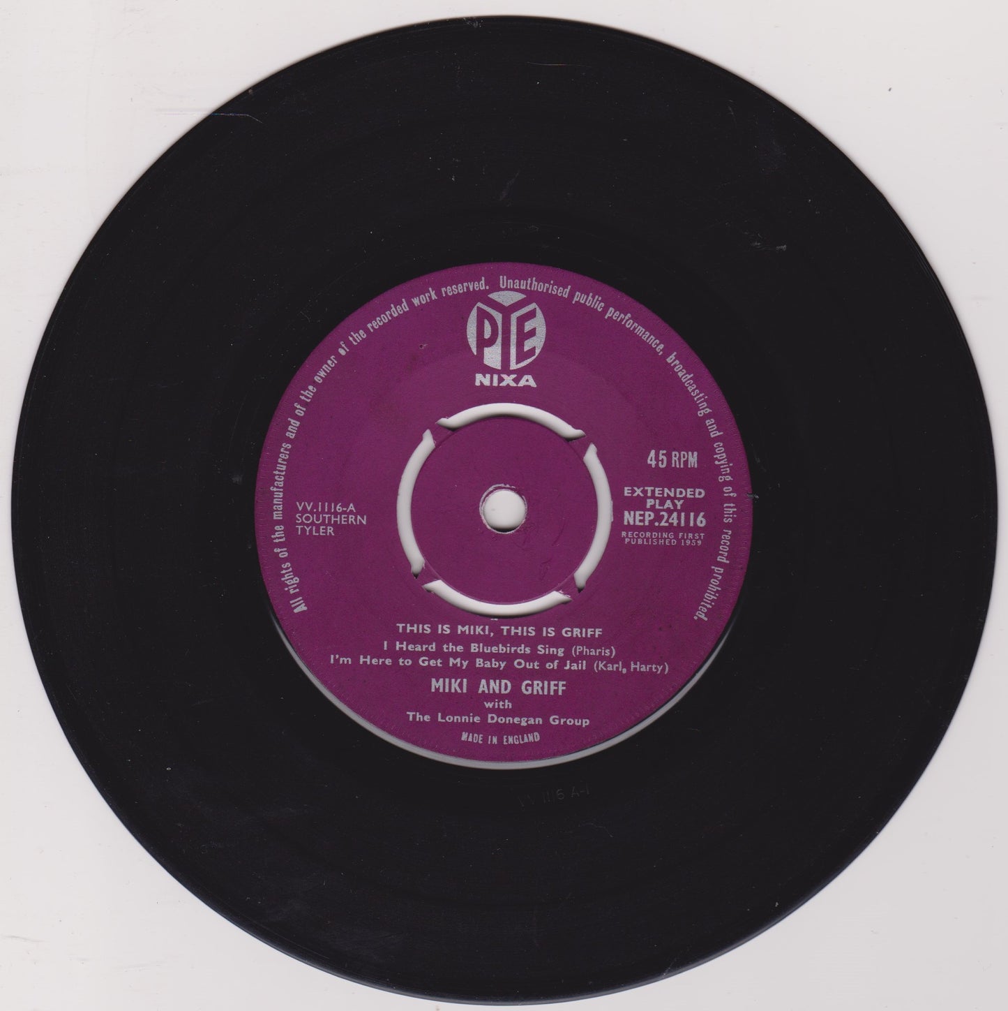 Lonnie Donegan presents Miki & Griff ‎– This Is Miki, This Is Griff 7" vinyl P/S EP G+/VG