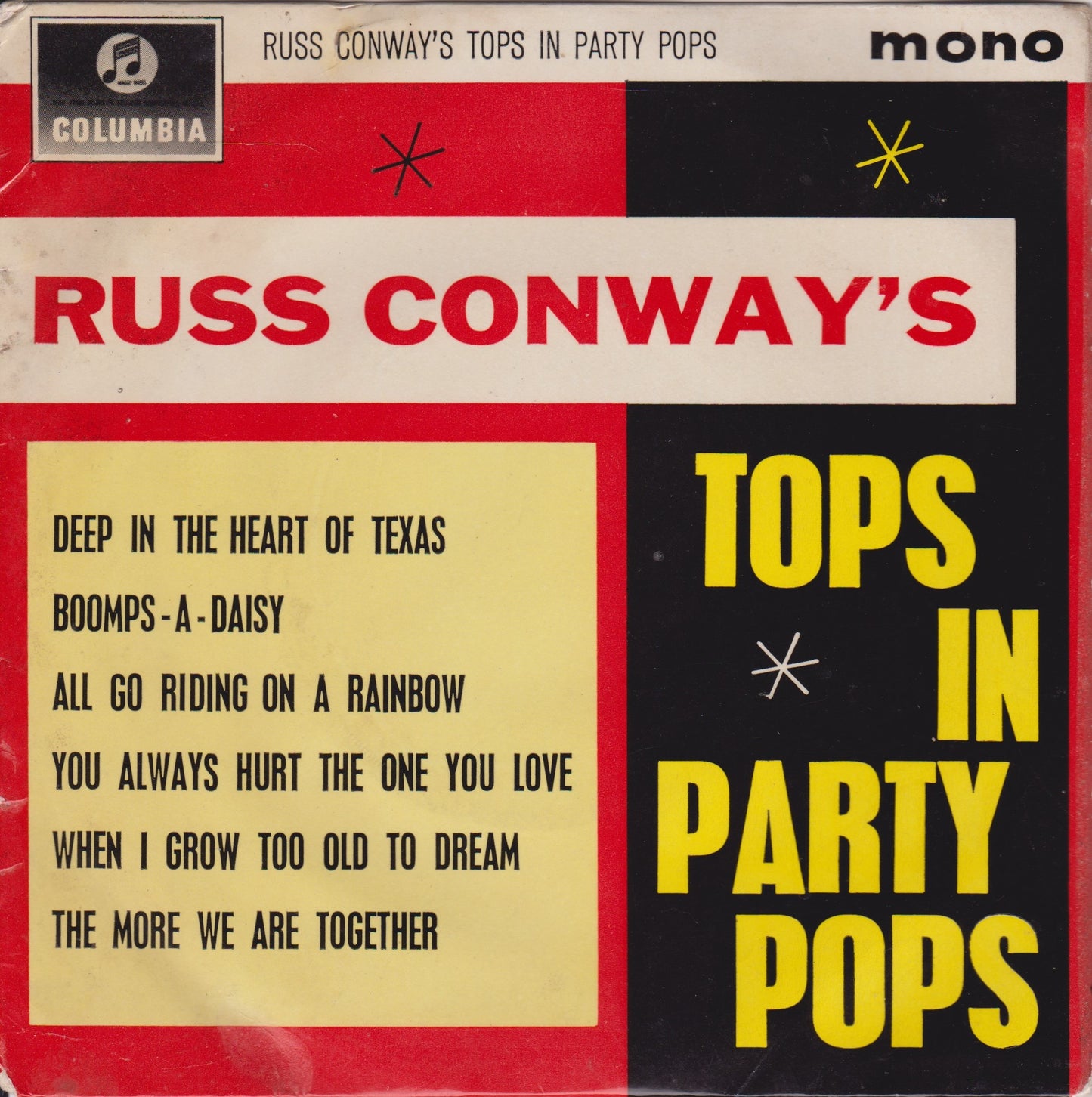 Russ Conway – Tops In Party Pops (Columbia 1961) 7" vinyl P/S EP VG/VG