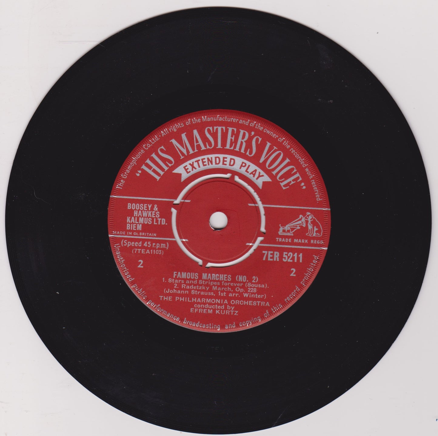 Efrem Kurtz / The Philharmonia Orchestra – Famous Marches (No. 2) 7" vinyl P/S EP VG/VG