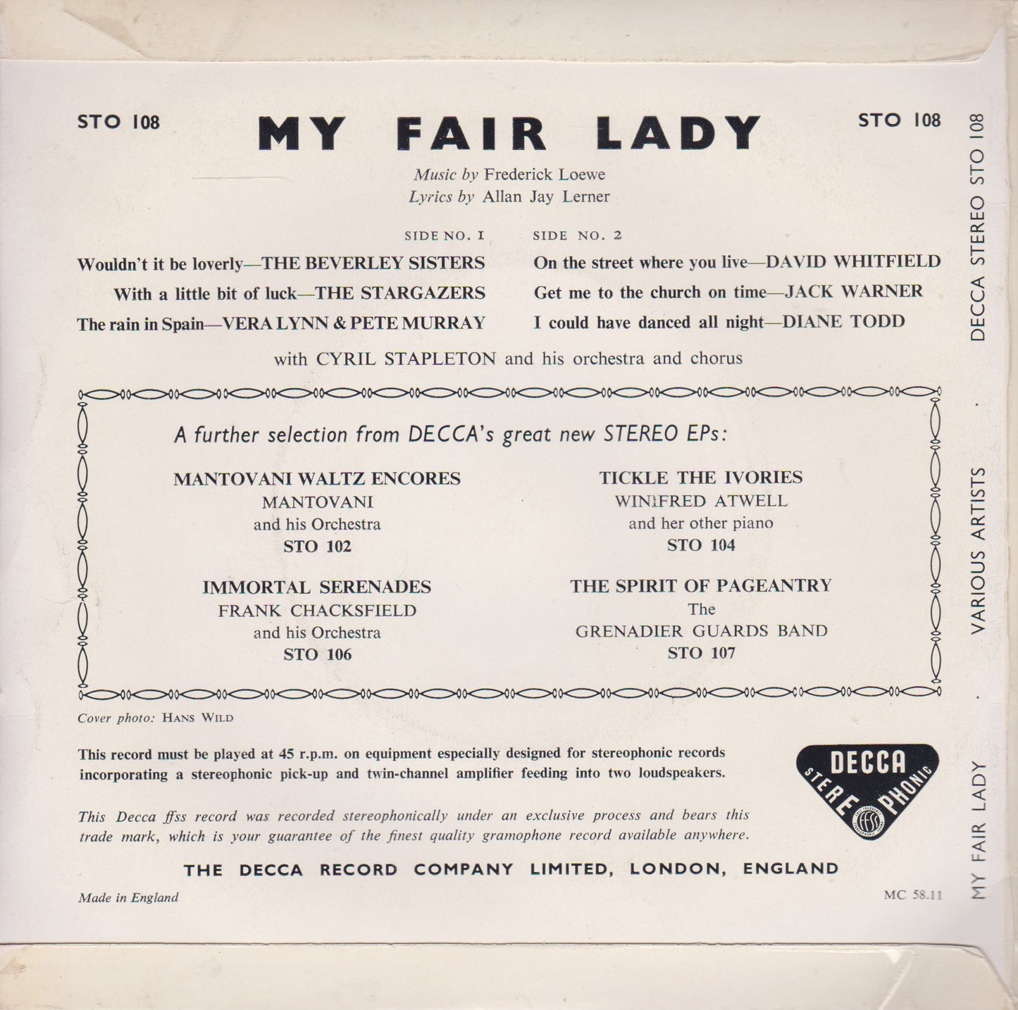 Various – My Fair Lady (Decca 1958) 7" vinyl P/S EP VG/VG