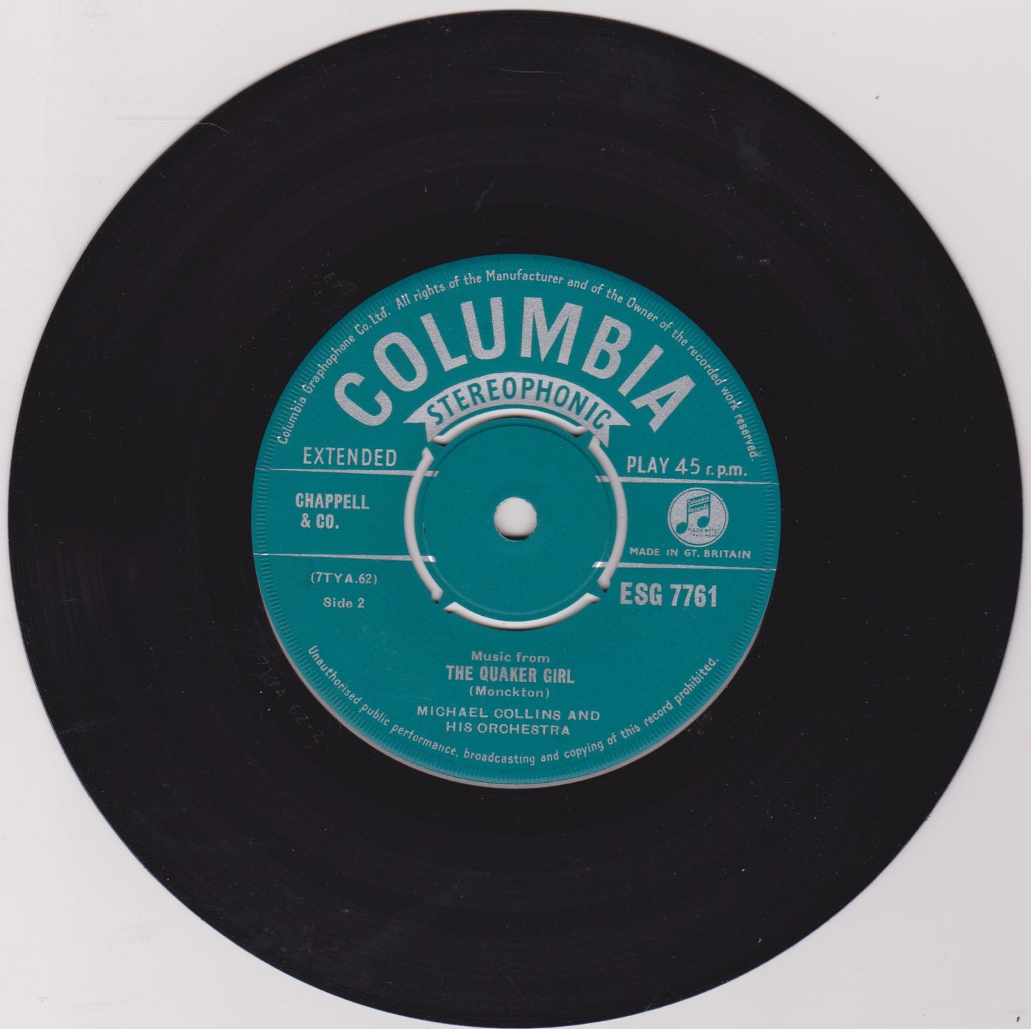 Michael Collins And His Orchestra – Selections From "The Arcadians" And "The Quaker Girl" 7" EP VG/VG
