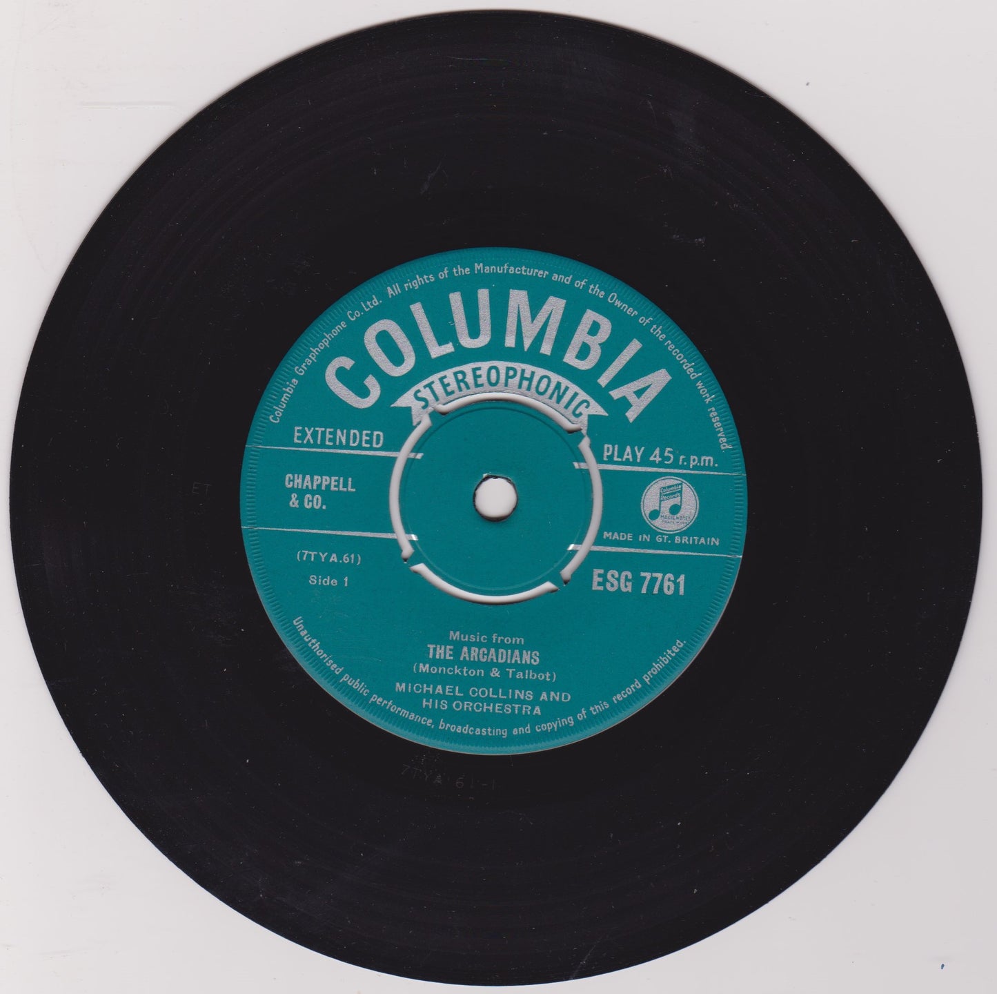 Michael Collins And His Orchestra – Selections From "The Arcadians" And "The Quaker Girl" 7" EP VG/VG