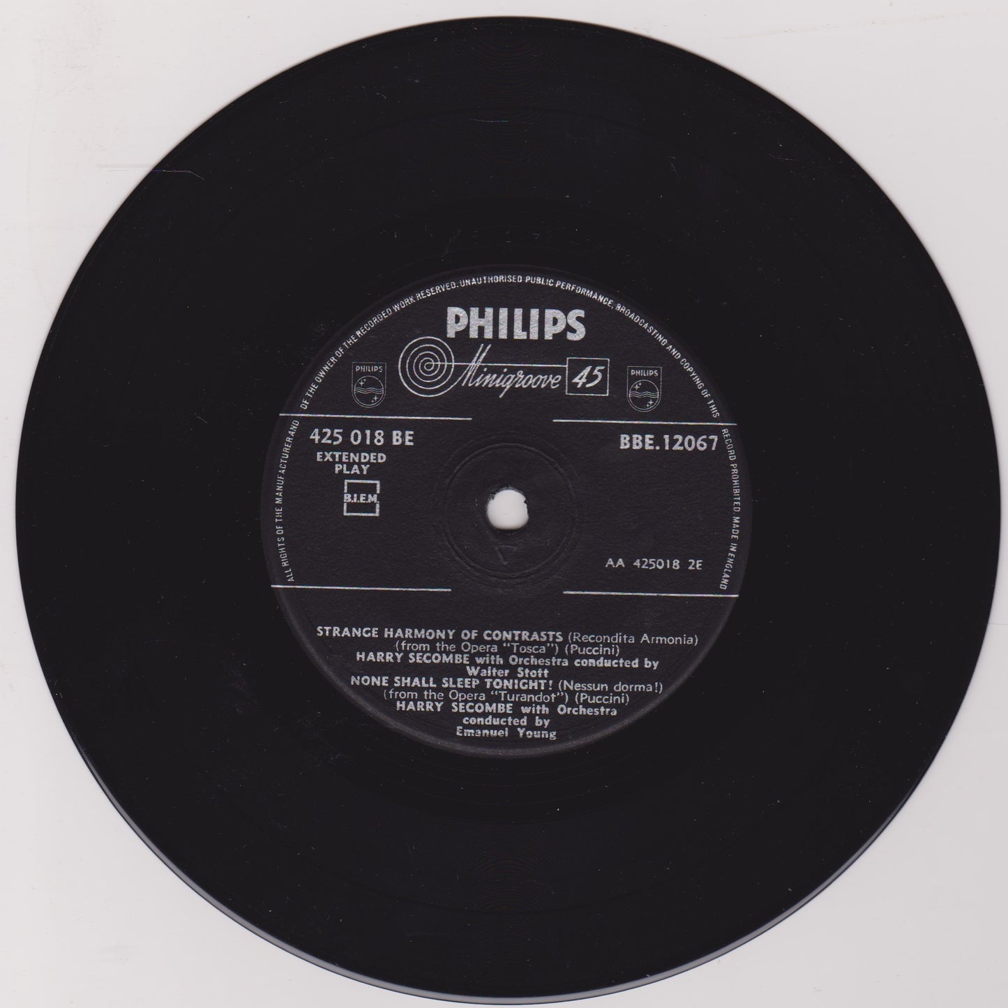 Harry Secombe – When The Stars Were Brightly Shining 7" vinyl P/S EP VG/VG