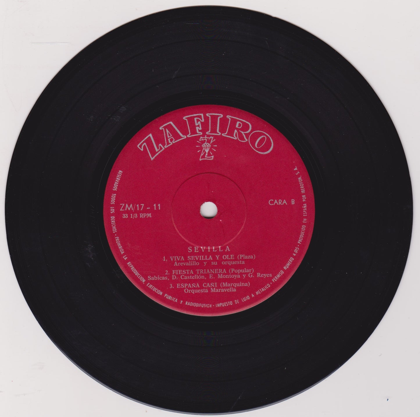 Various ‎– Sevilla (Zafiro) 7" vinyl P/S EP VG/VG