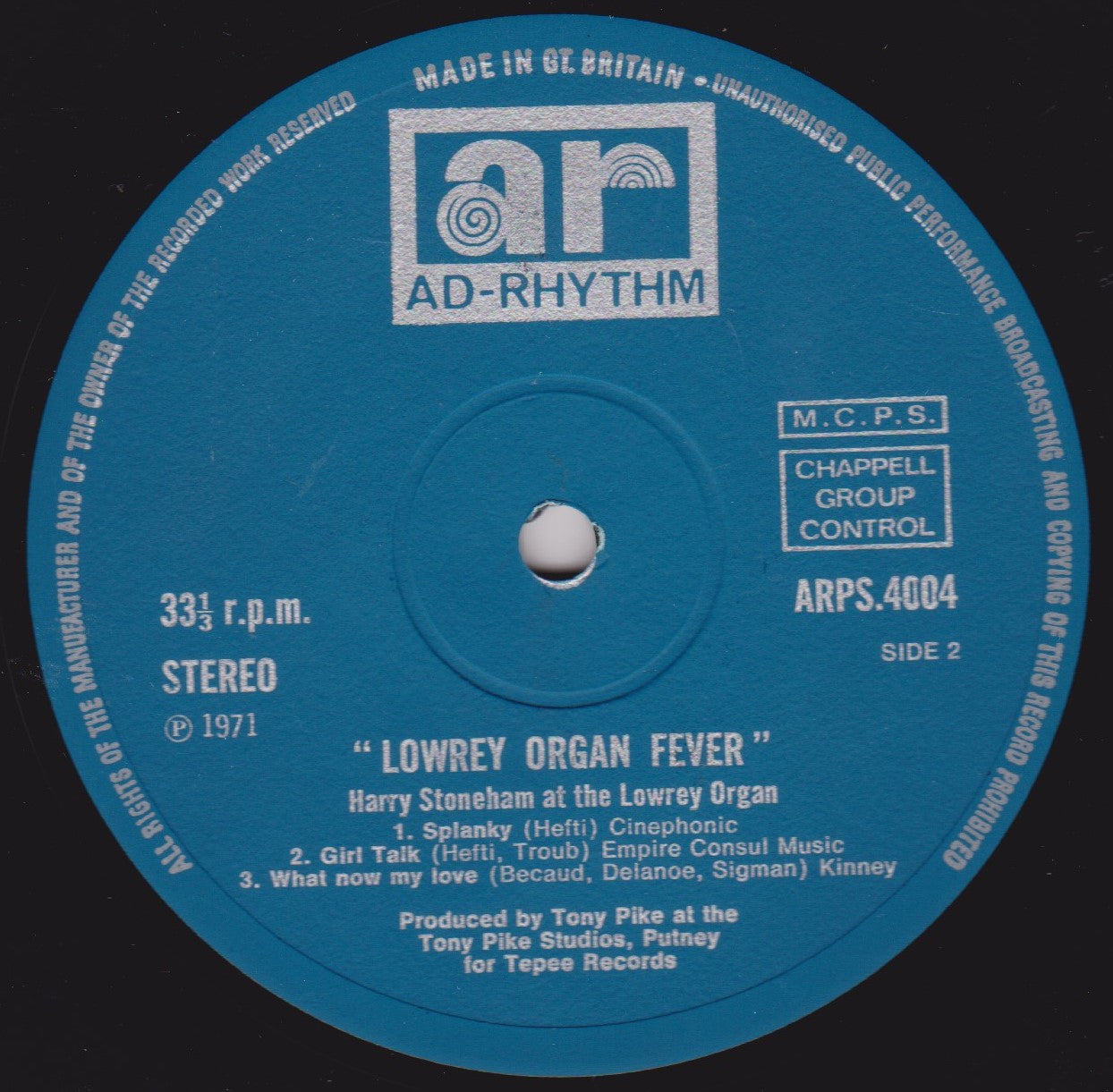 Harry Stoneham – Lowrey Organ - Fever (Ad-Rhythm 1971) 12" vinyl LP VG/VG