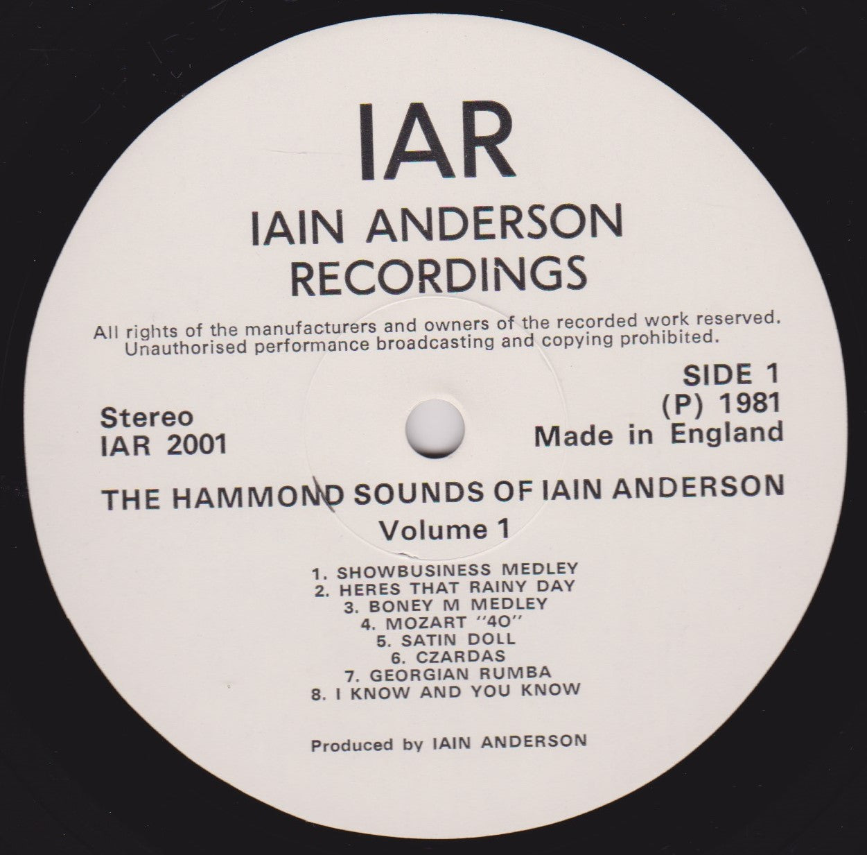 Iain Anderson – The Hammond Sounds Of Iain Anderson 12" vinyl LP VG/VG