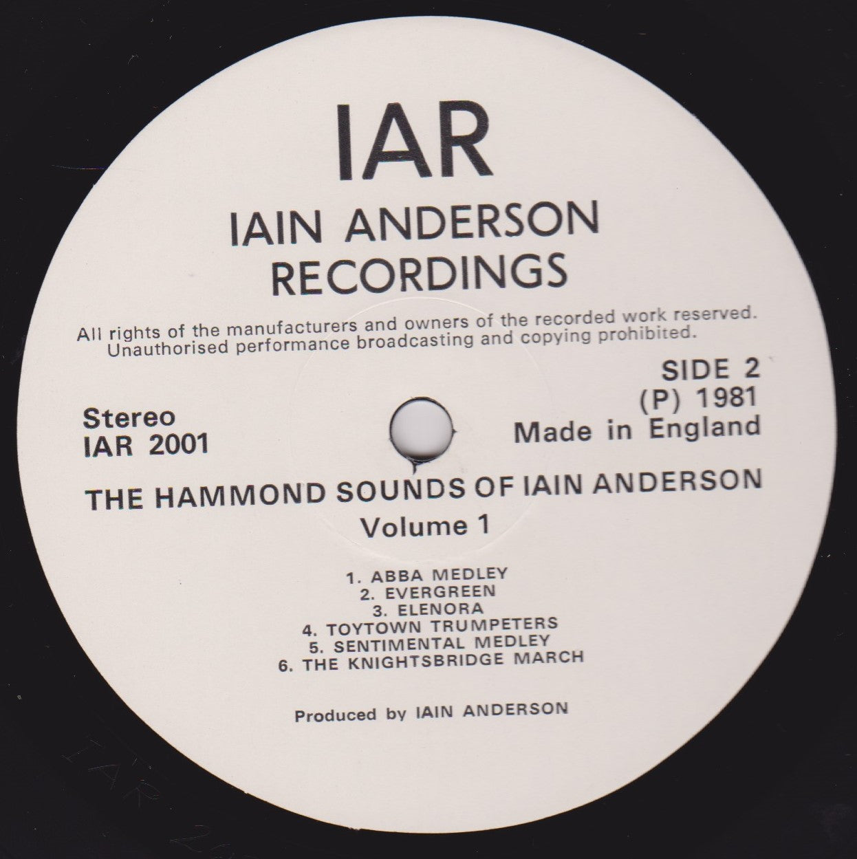 Iain Anderson – The Hammond Sounds Of Iain Anderson 12" vinyl LP VG/VG