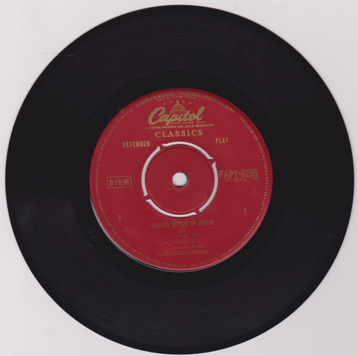 Laurindo Almeida – Guitar Music Of Spain (Capitol 1961) 7" vinyl P/S EP VG/VG