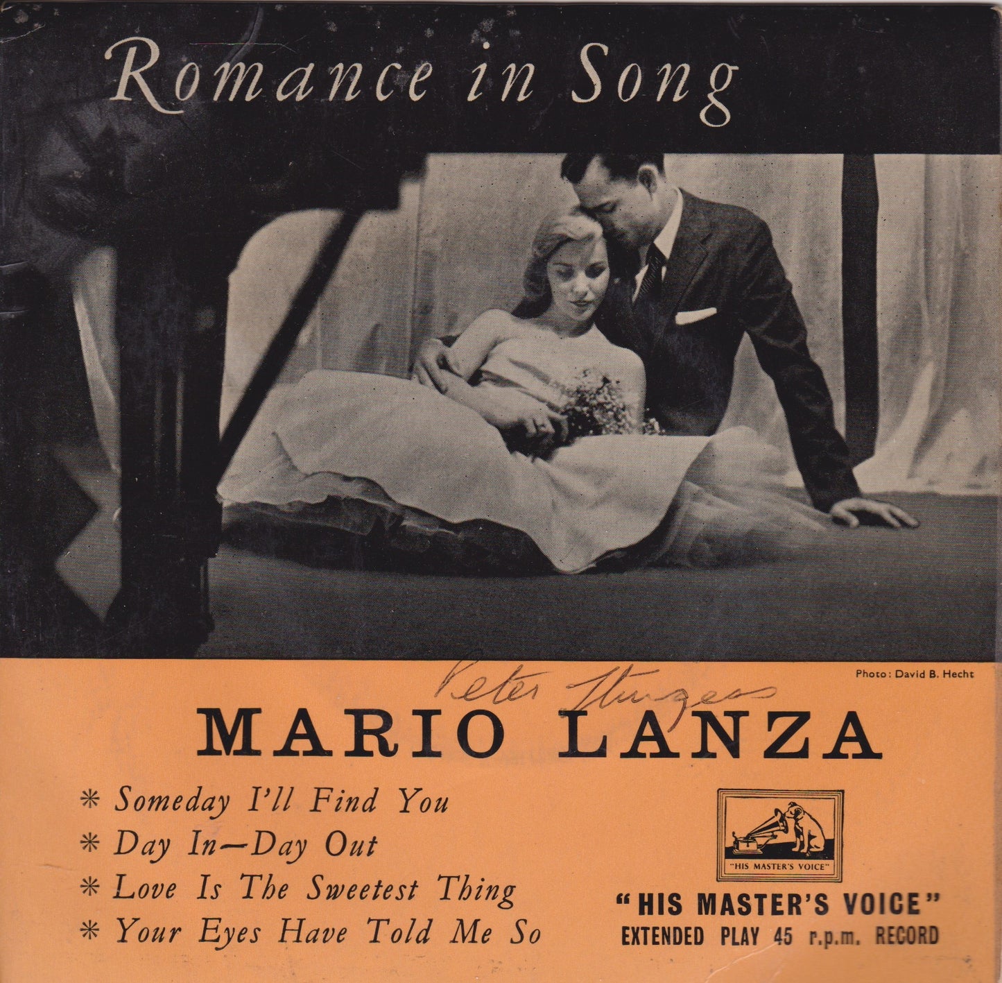 Mario Lanza – Romance In Song (HMV 1956) 7" vinyl P/S EP VG/VG