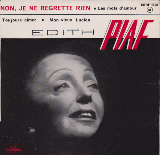 Edith Piaf ‎– Non, Je Ne Regrette Rien (Columbia 1961) 7" vinyl P/S EP VG/VG France