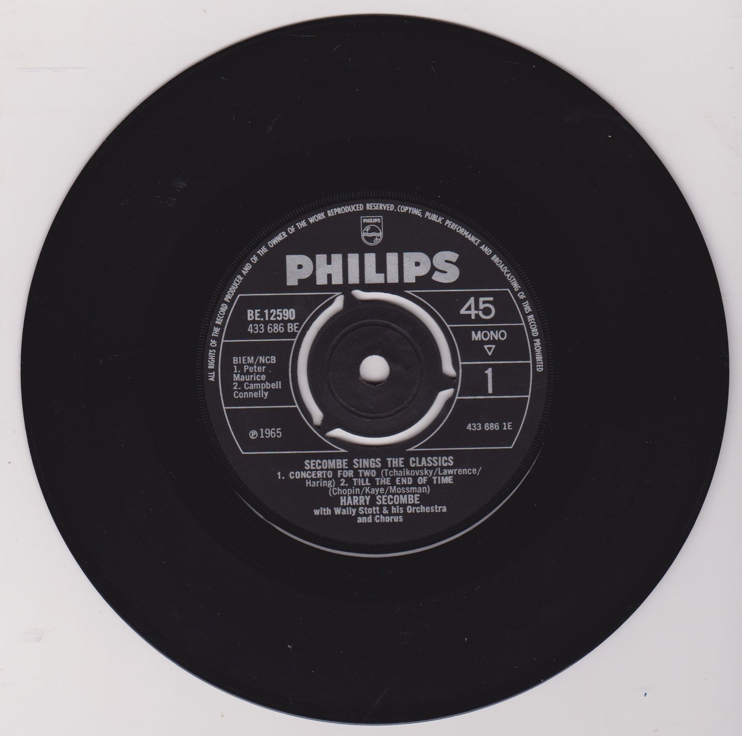 Harry Secombe ‎– Secombe Sings The Classics (Philips 1965) 7" vinyl P/S EP VG/VG