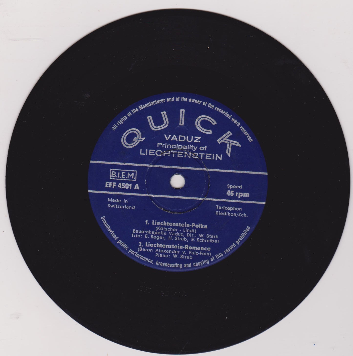 Various – Liechtenstein Polka (Quick) 7" vinyl P/S EP VG/VG