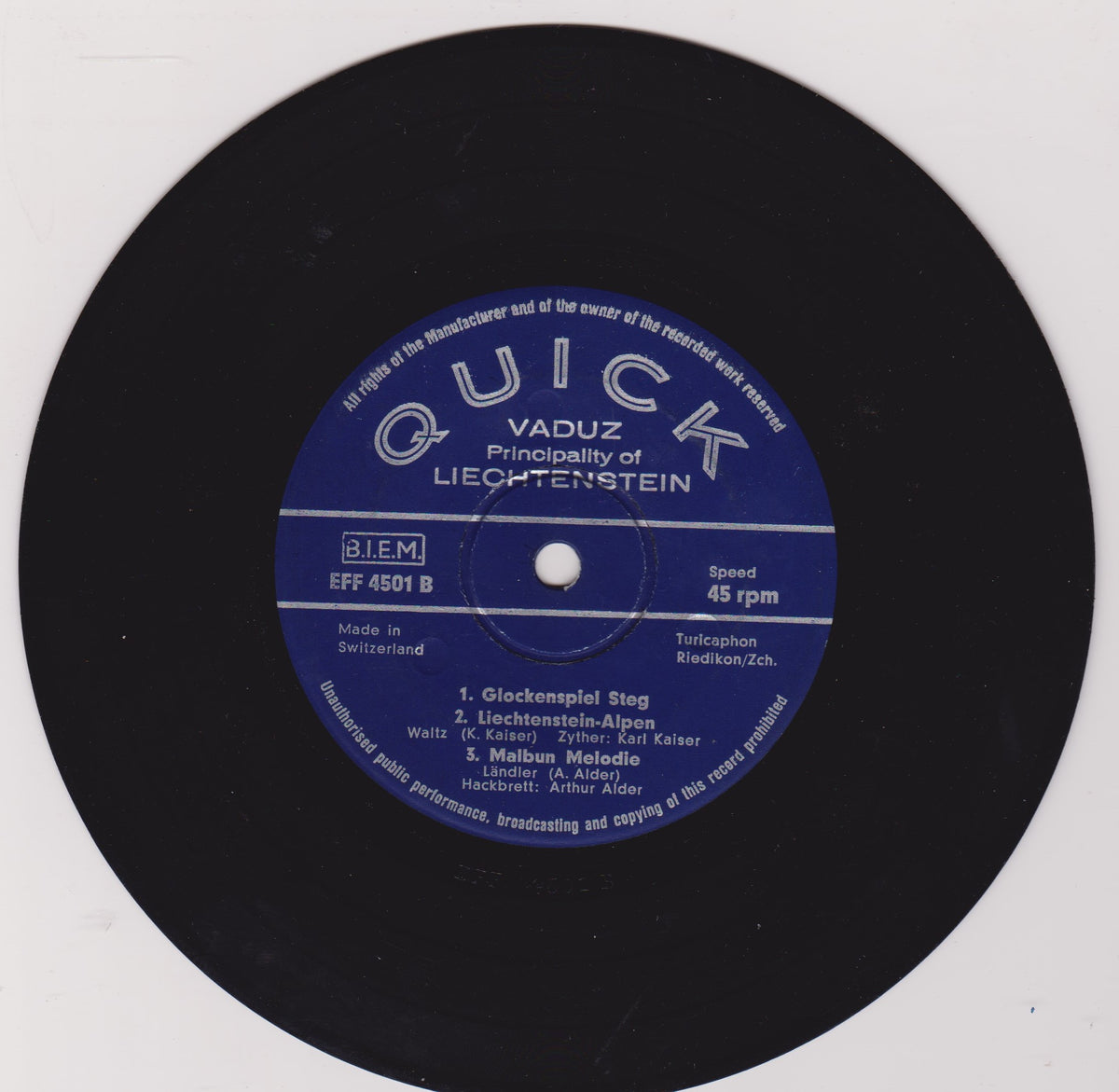 Various – Liechtenstein Polka (Quick) 7" vinyl P/S EP VG/VG