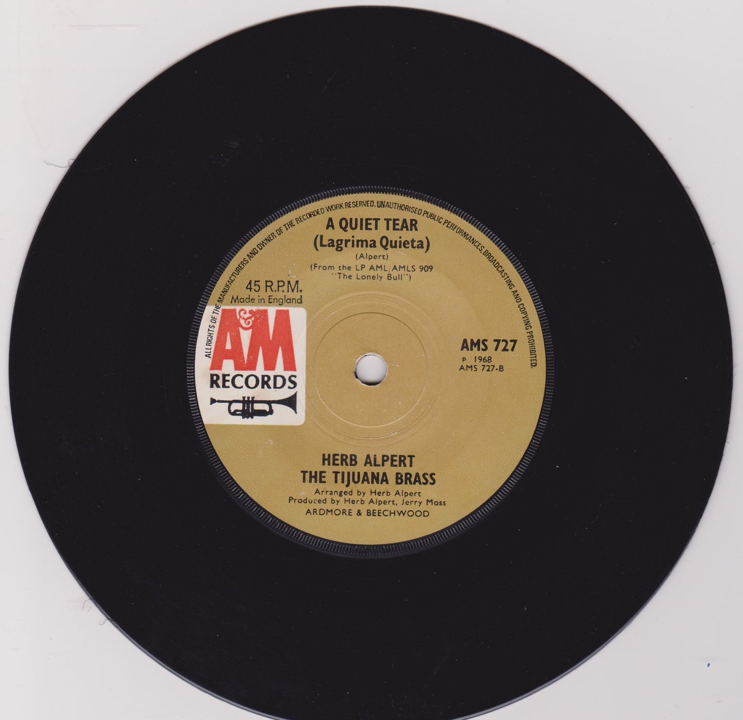 Herb Alpert – This Guy's In Love With You (A&M 1968) 7" vinyl single VG/-