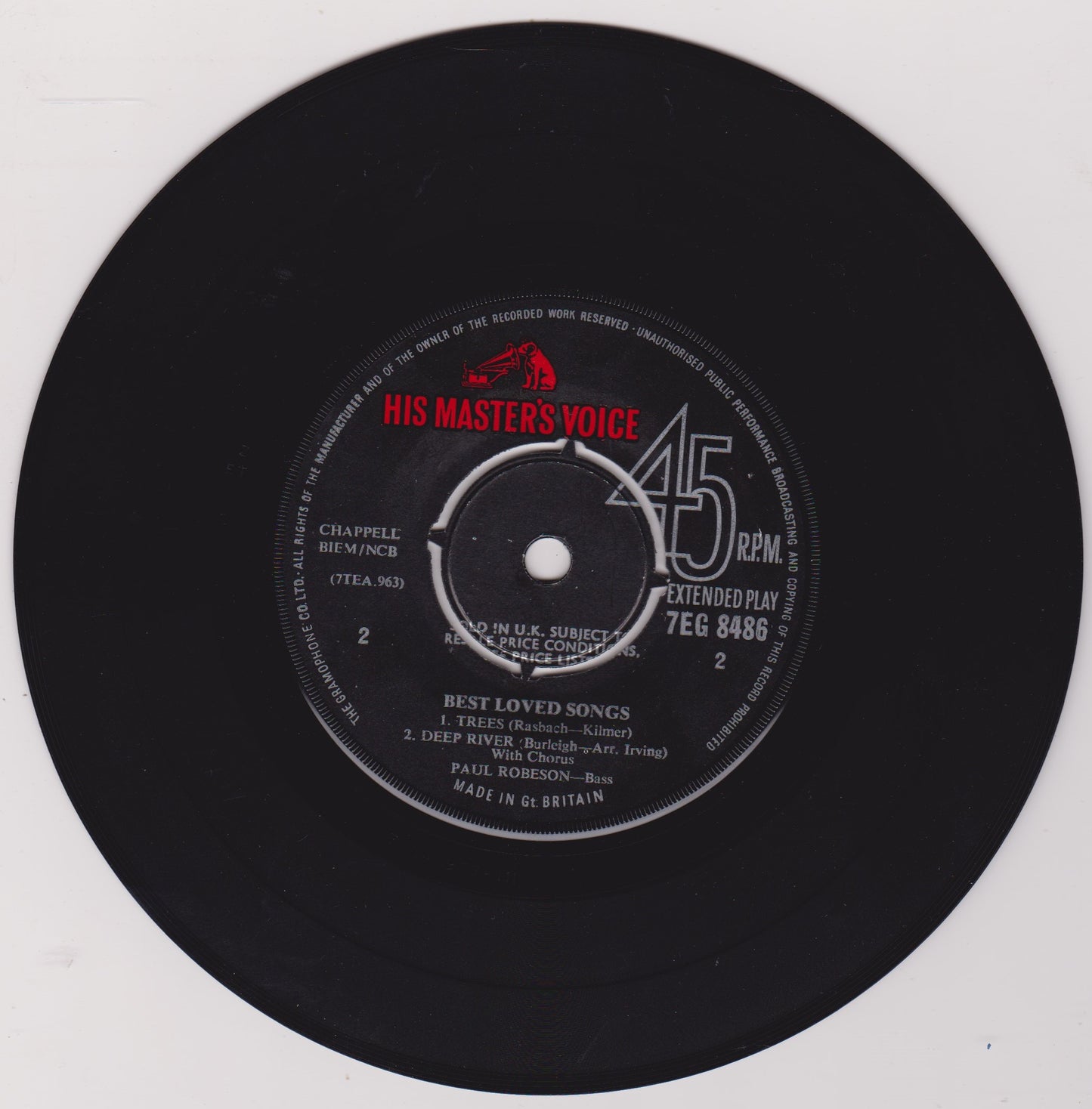 Paul Robeson – Best Loved Songs (HMV) 7" vinyl P/S EP VG/VG repress