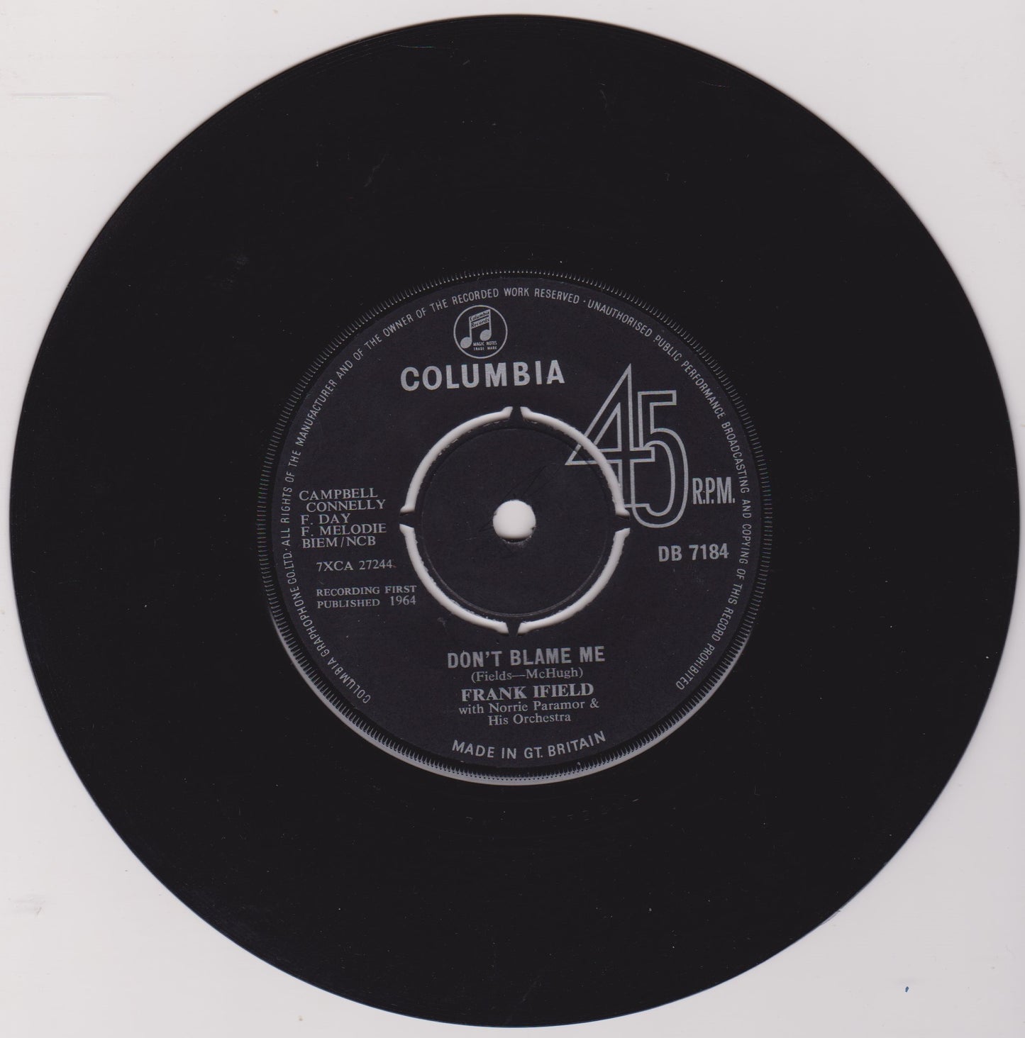 Frank Ifield - Don't Blame Me (Columbia 1964) 7" vinyl single VG/-