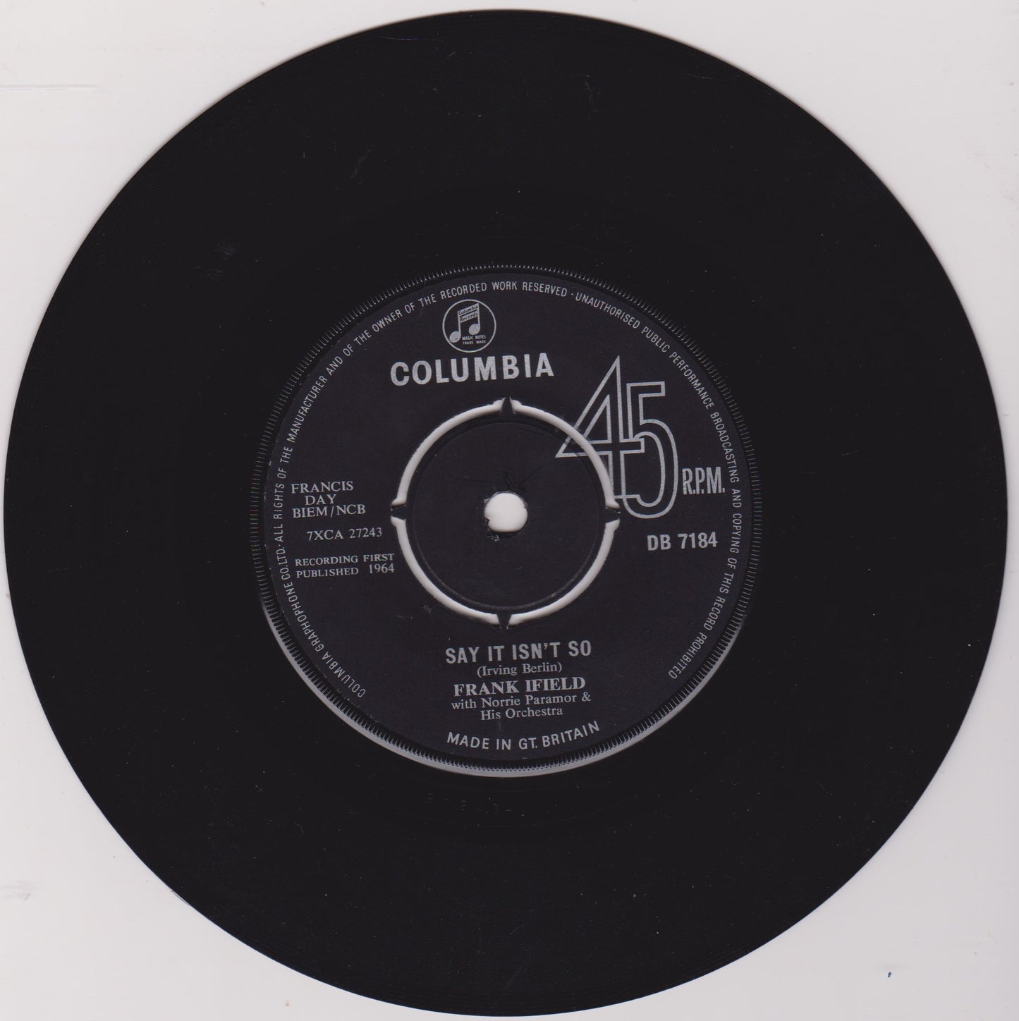 Frank Ifield - Don't Blame Me (Columbia 1964) 7" vinyl single VG/-