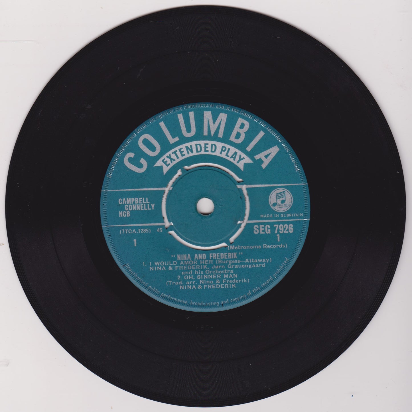 Nina & Frederik – Nina & Frederik (Columbia, 1959) 7" vinyl EP VG/VG