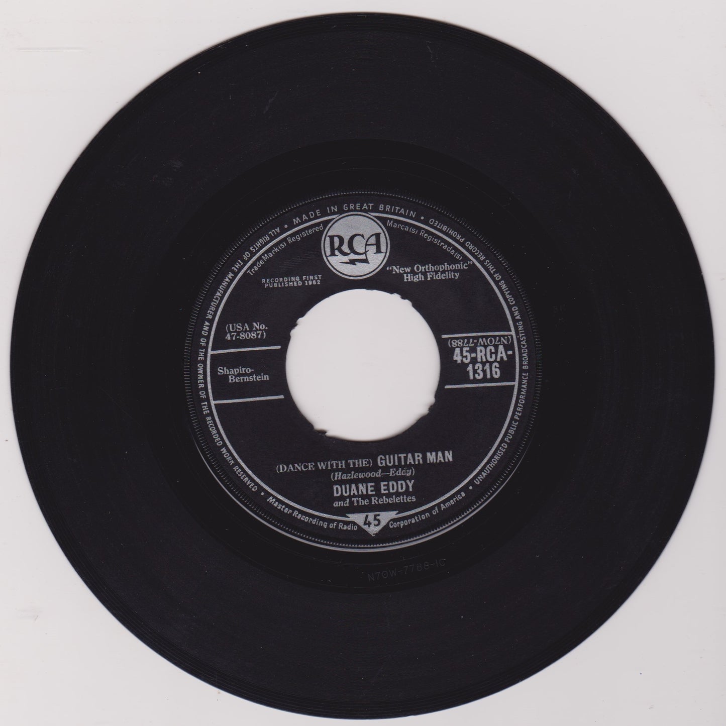 Duane Eddy – (Dance With The) Guitar Man (RCA 1962) 7" vinyl single VG/- jukebox