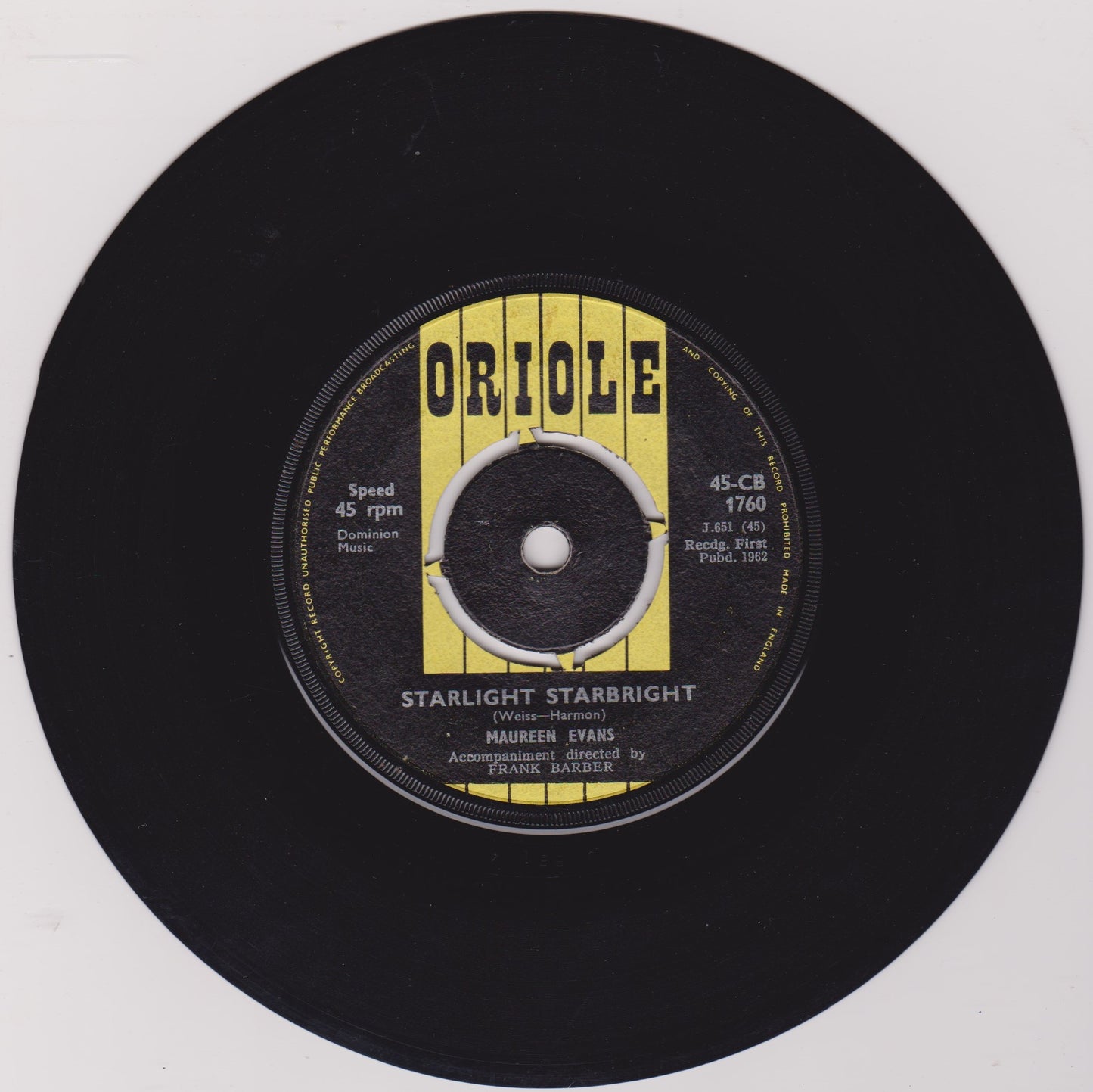 Maureen Evans – Like I Do (Oriole 1962) 7" vinyl single VG/-