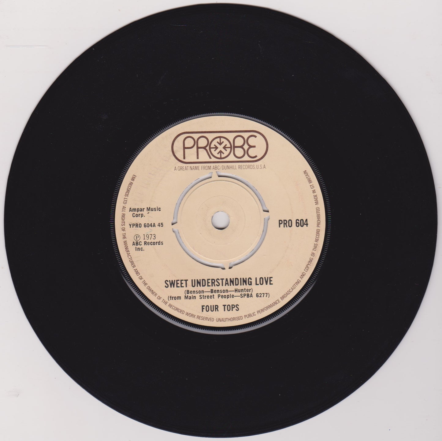 Four Tops ‎– Sweet Understanding Love (Probe 1973) 7" vinyl single VG/-