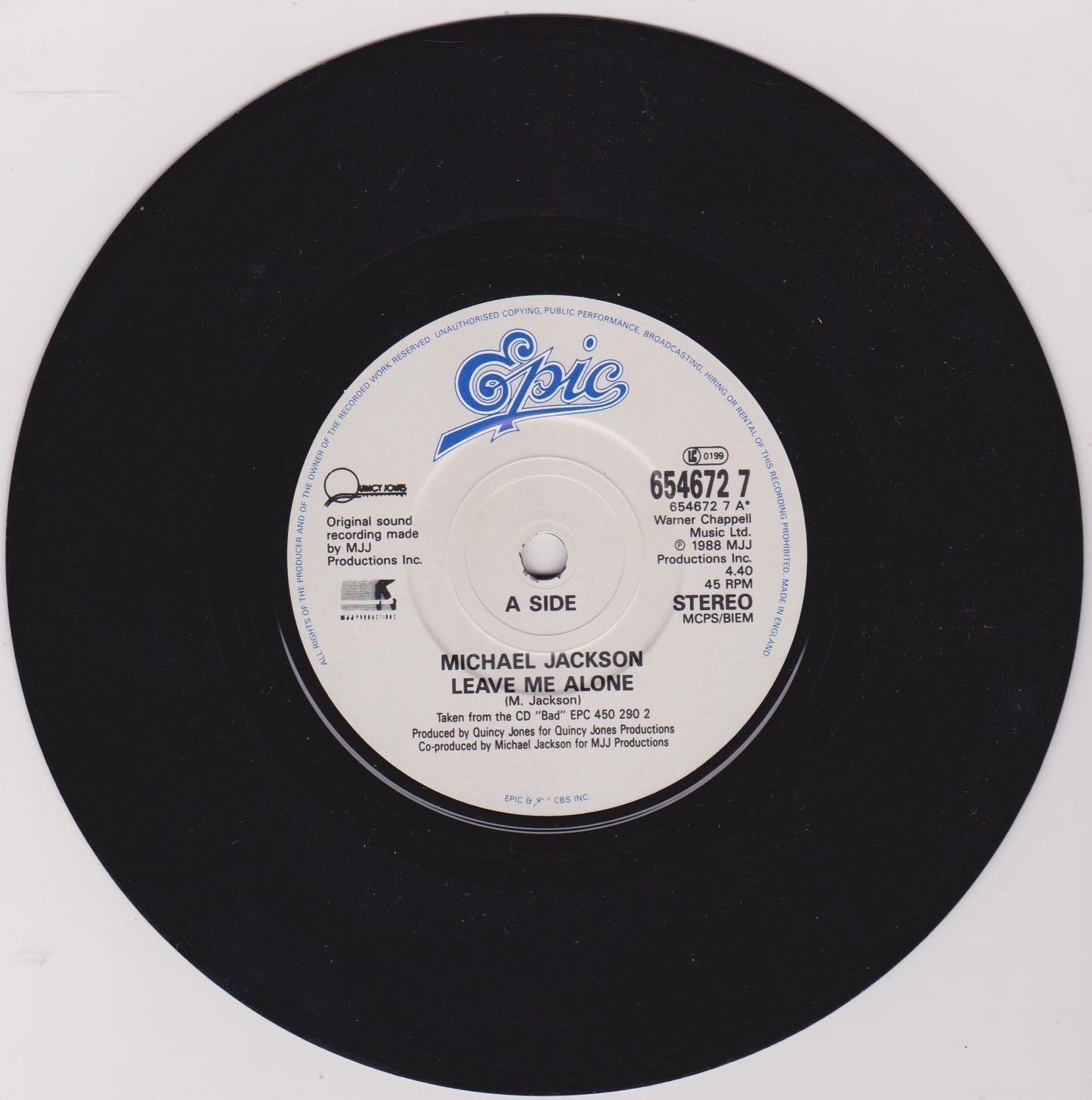 Michael Jackson – Leave Me Alone (Epic 1989) 7" vinyl P/S single VG/VG