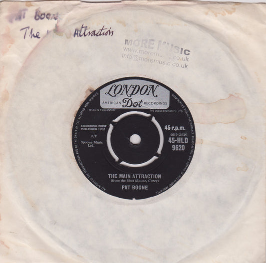 Pat Boone - The Main Attraction (London 1962) 7" vinyl single VG/-
