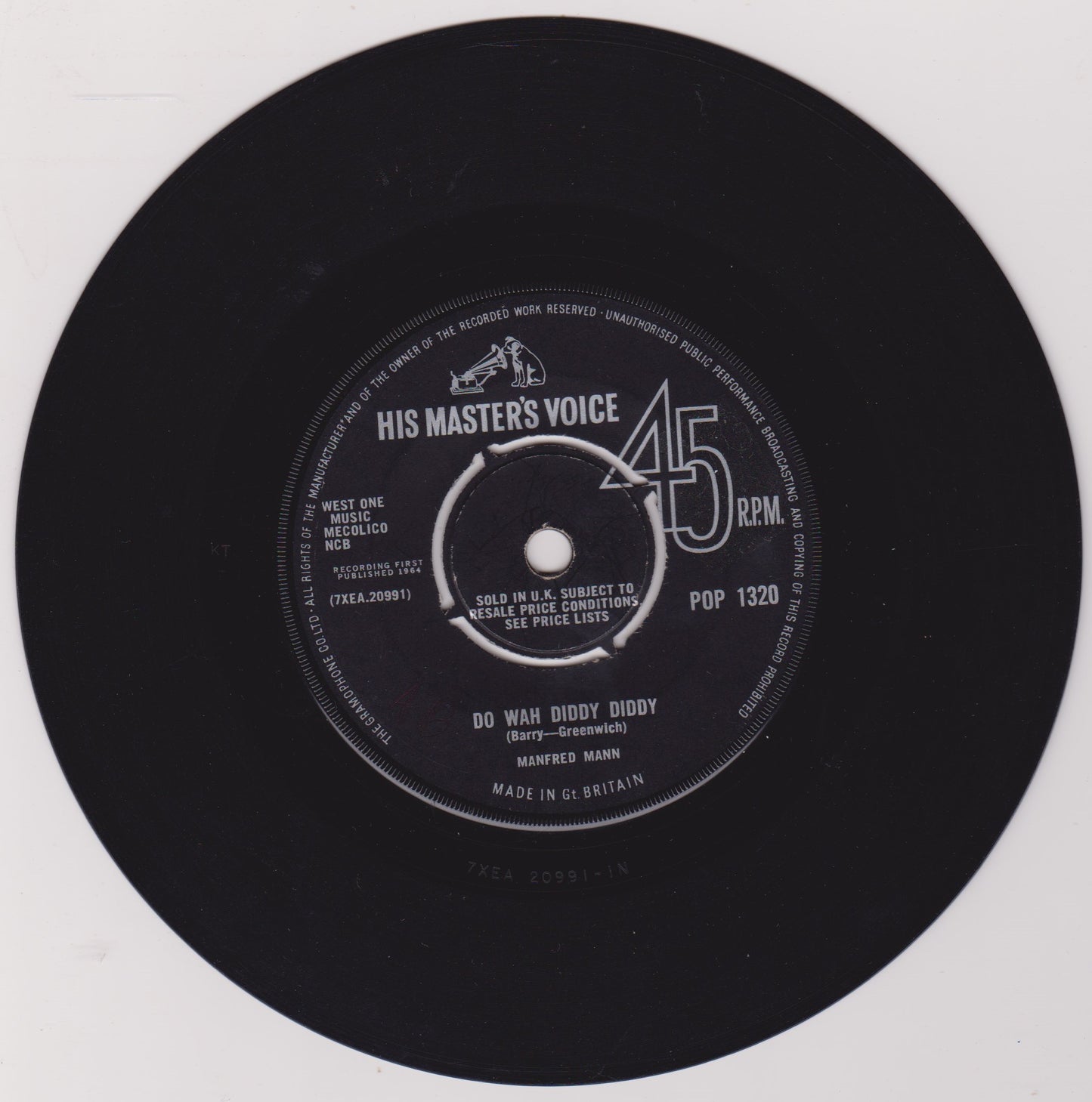 Manfred Mann – Do Wah Diddy Diddy (HMV 1964) 7" vinyl single VG/-